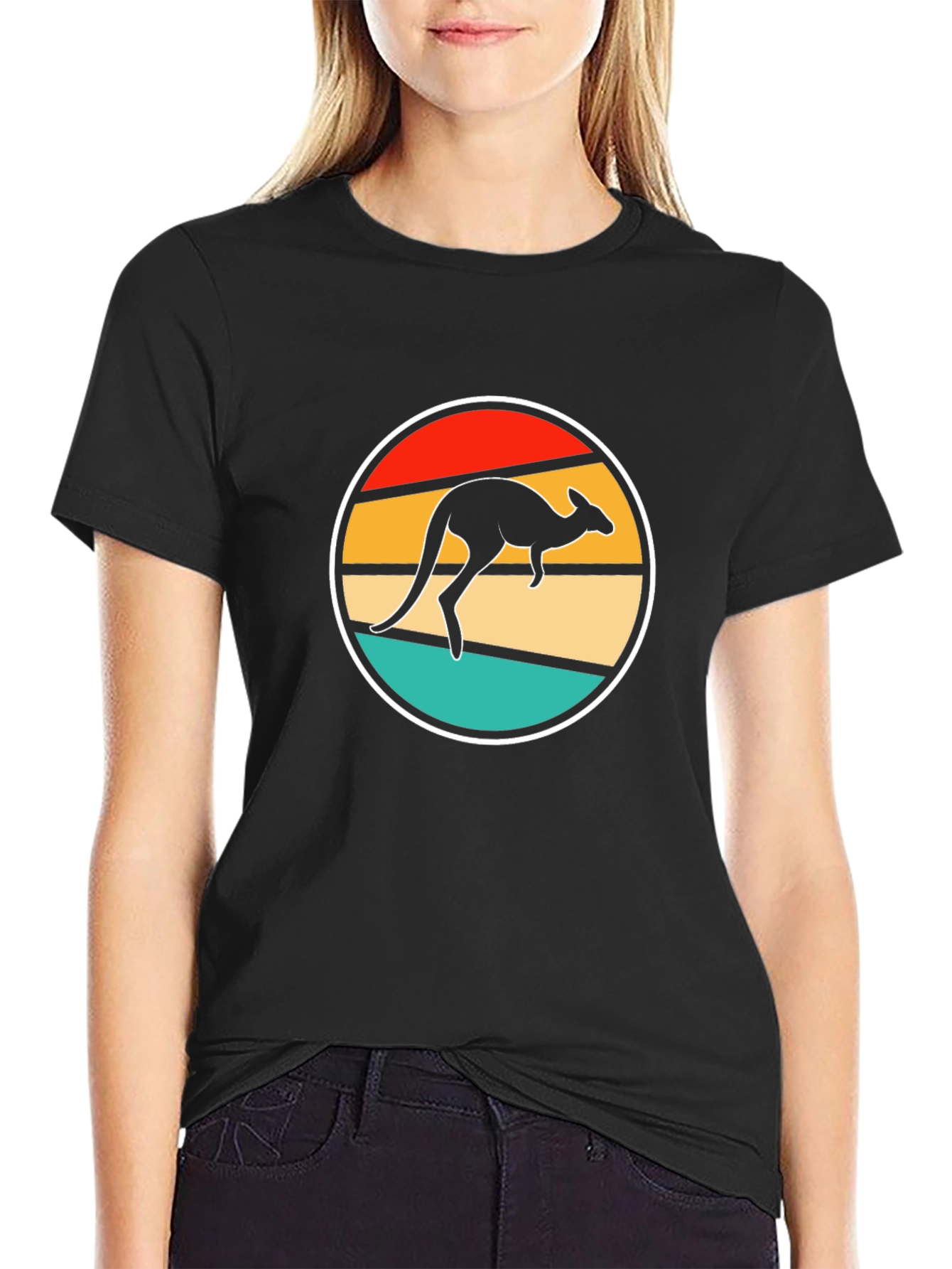Black Retro Kangaroo T-Shirt - Black Novelty Tee view 2