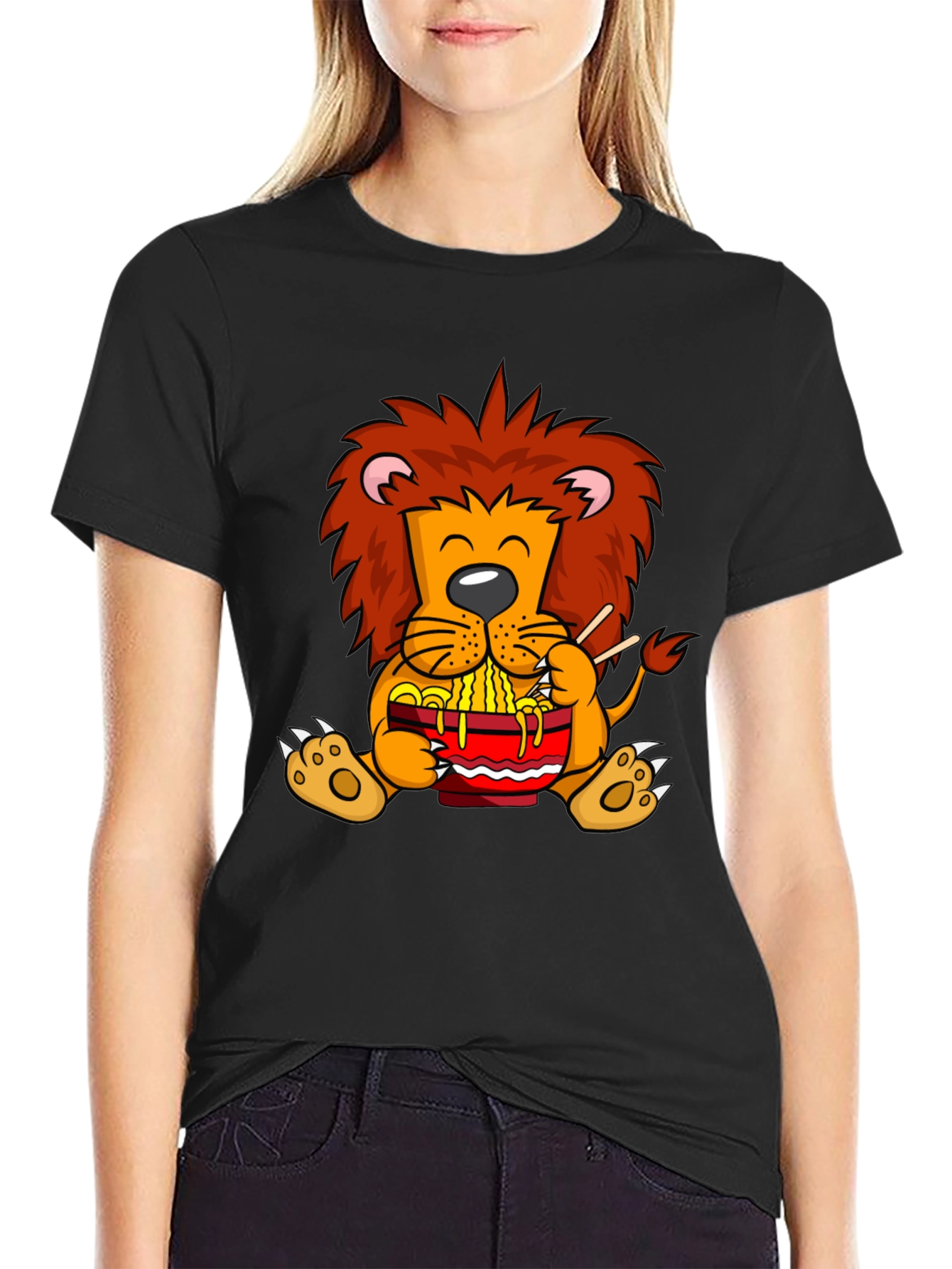 Black Lion Ramen T-Shirt - Cartoon Style view 2