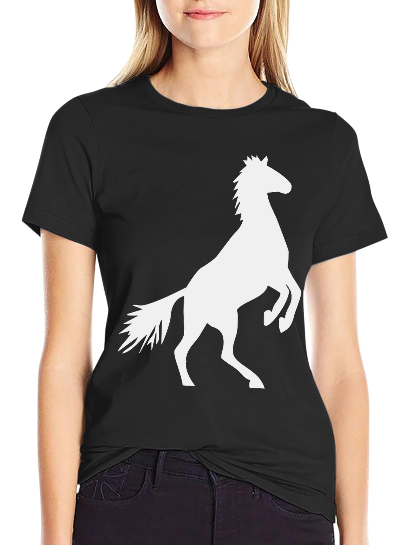 Black Black Tee with Horse Graphic view 2