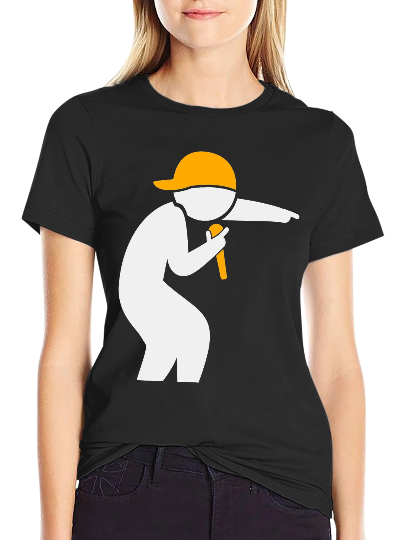 Black Mic Drop Graphic Tee - Black Cotton T-Shirt view 2