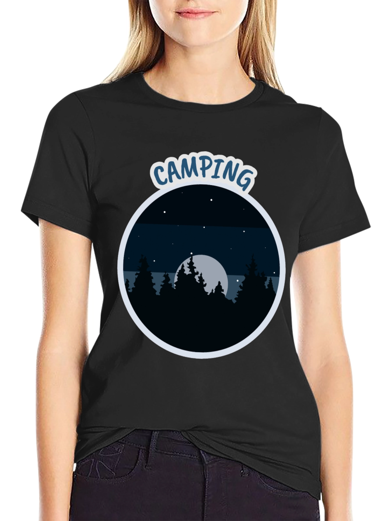 Black Camping Adventure T-Shirt - Outdoor Lover Tee view 2
