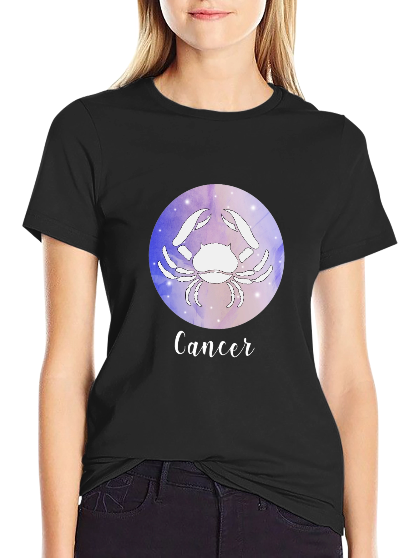 Black Cancer Zodiac Graphic Tee - Black view 2
