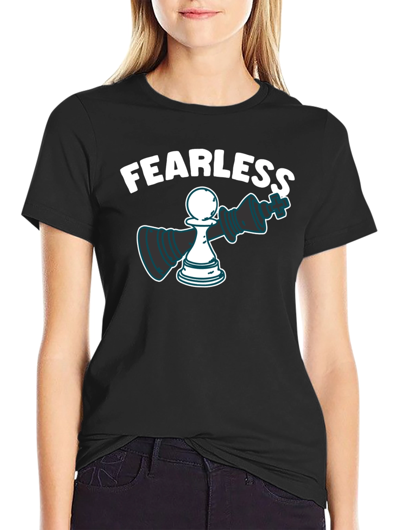 Black Fearless Chess Graphic Tee view 2