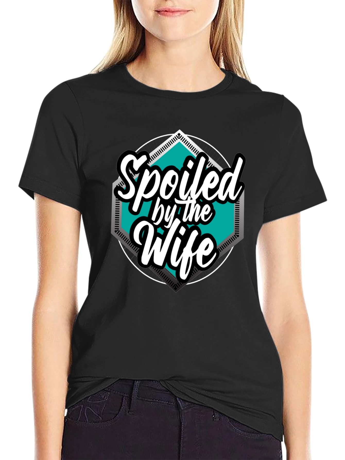 Black Spoiled by the Wife Graphic Tee - Black view 2