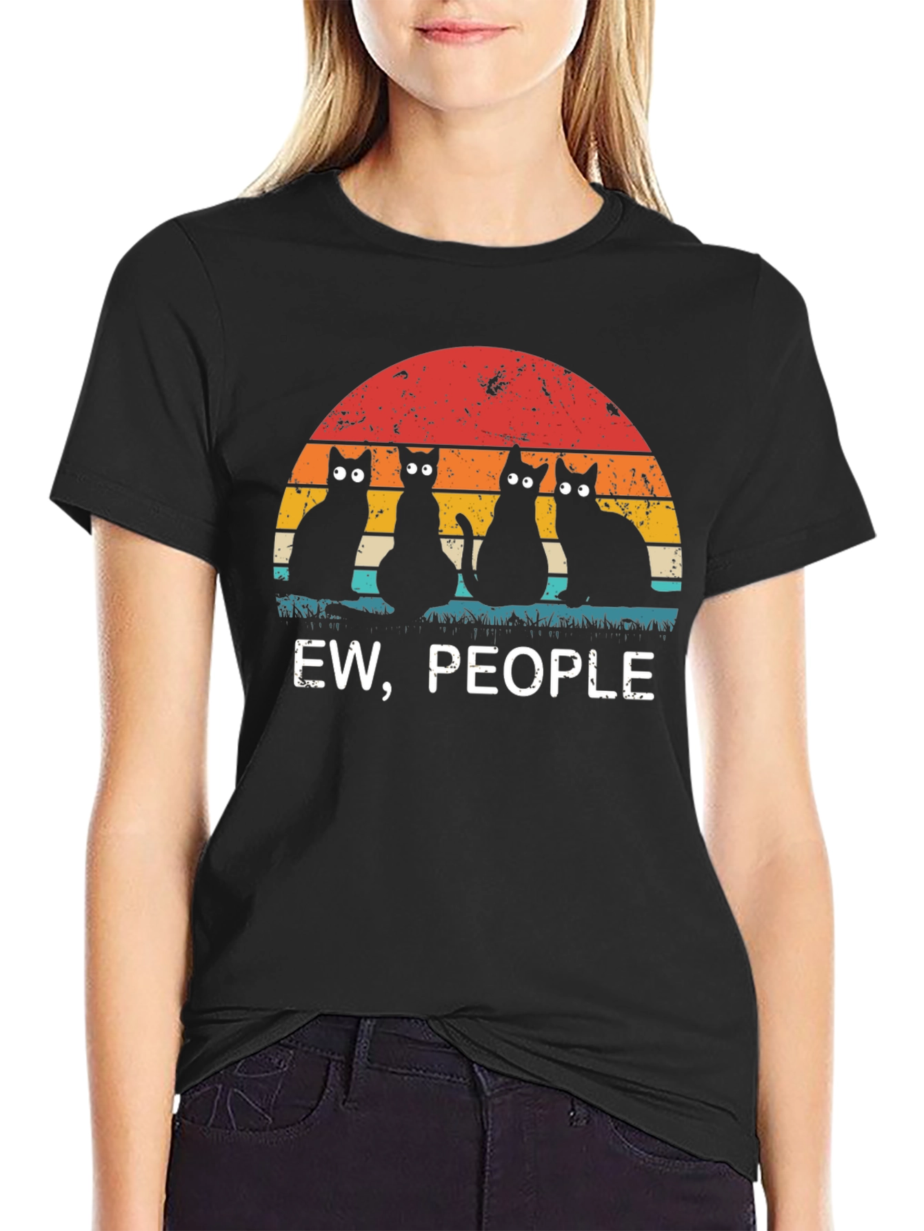 Black Ew, People Black Cat Graphic Tee view 2