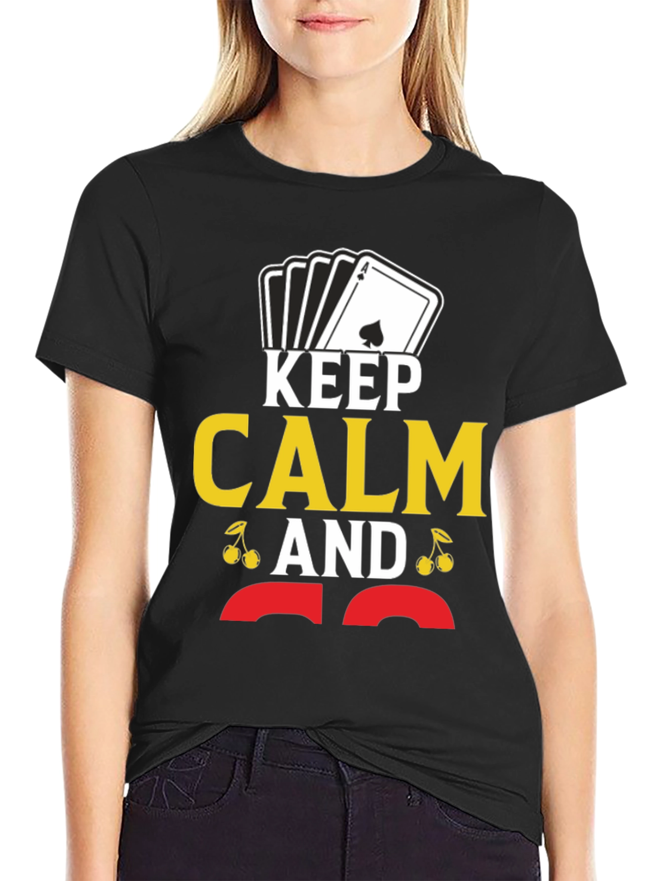 Black Keep Calm Ace T-Shirt - Funny Poker Casino Card Tee view 2