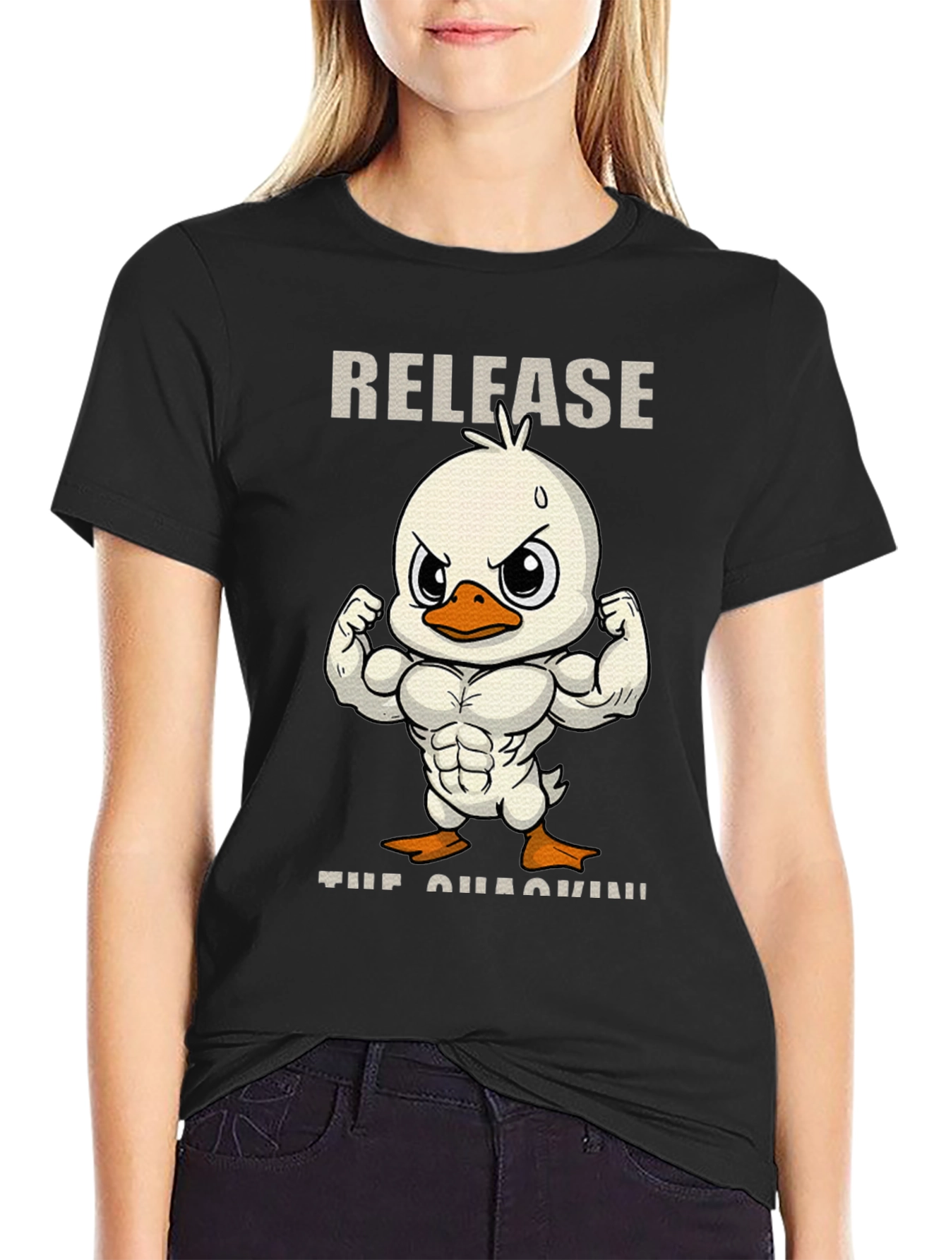 Black Release the Quackin' Funny Duck T-Shirt view 2