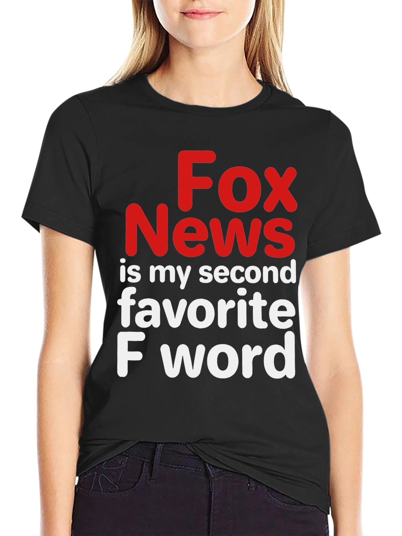 Black Fox News Second Favorite F Word Black Graphic Tee view 2