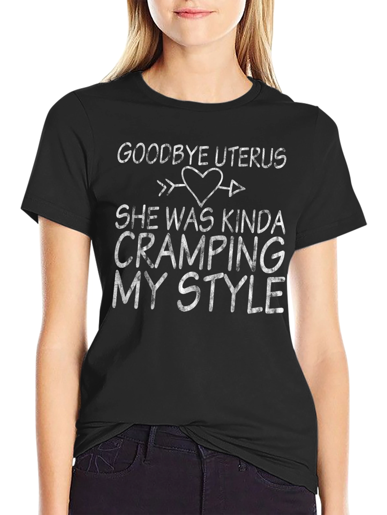 Black Goodbye Uterus T-Shirt - Funny Post-Hysterectomy Tee view 2