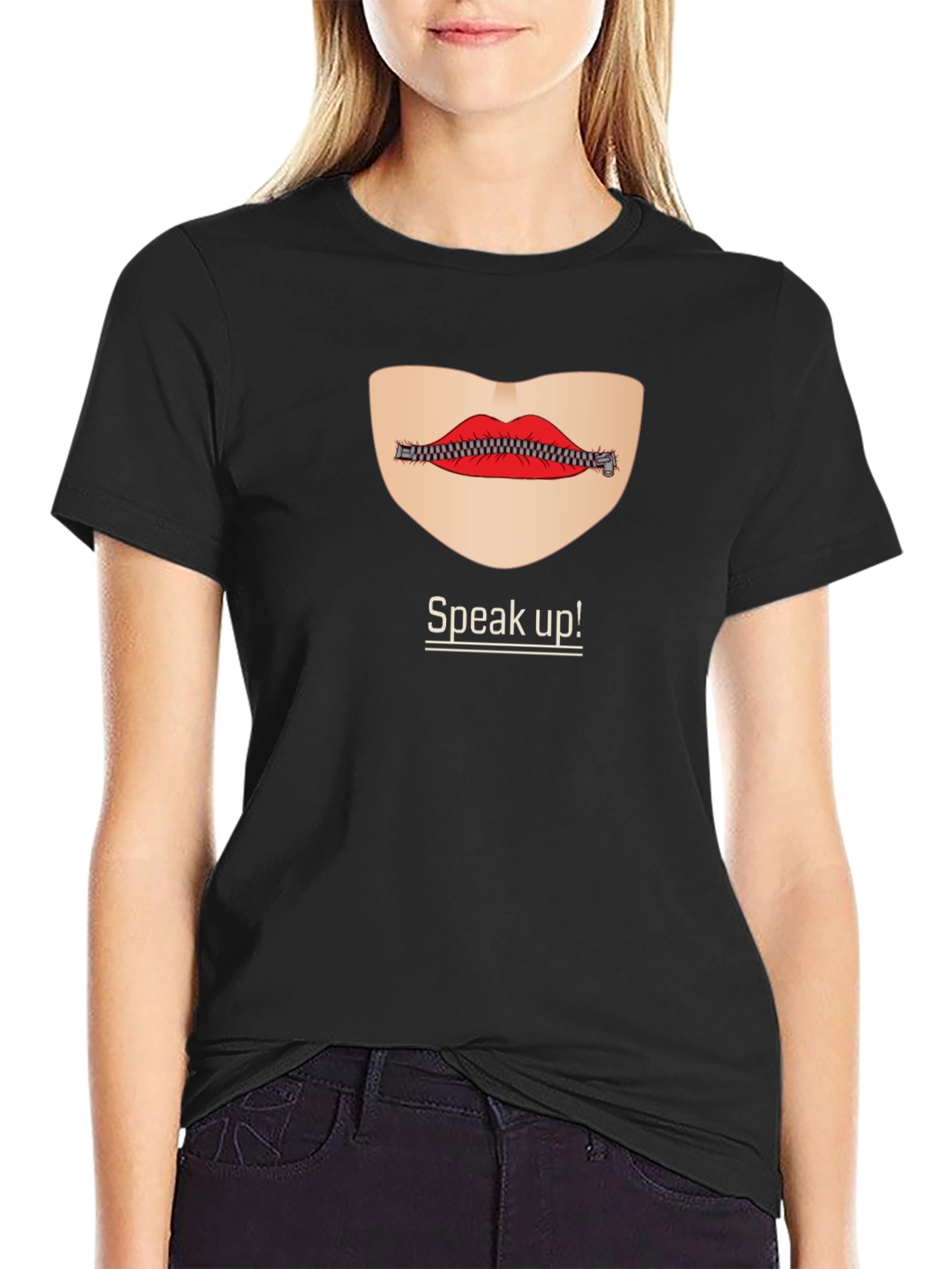 Black Speak Up! Graphic Tee - Express Yourself in Style view 2