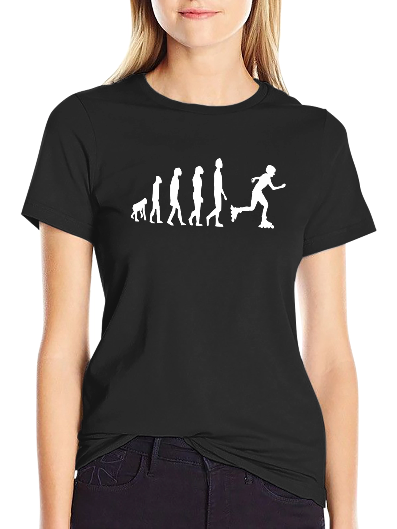 Black Evolution of Roller Skating T-Shirt view 2