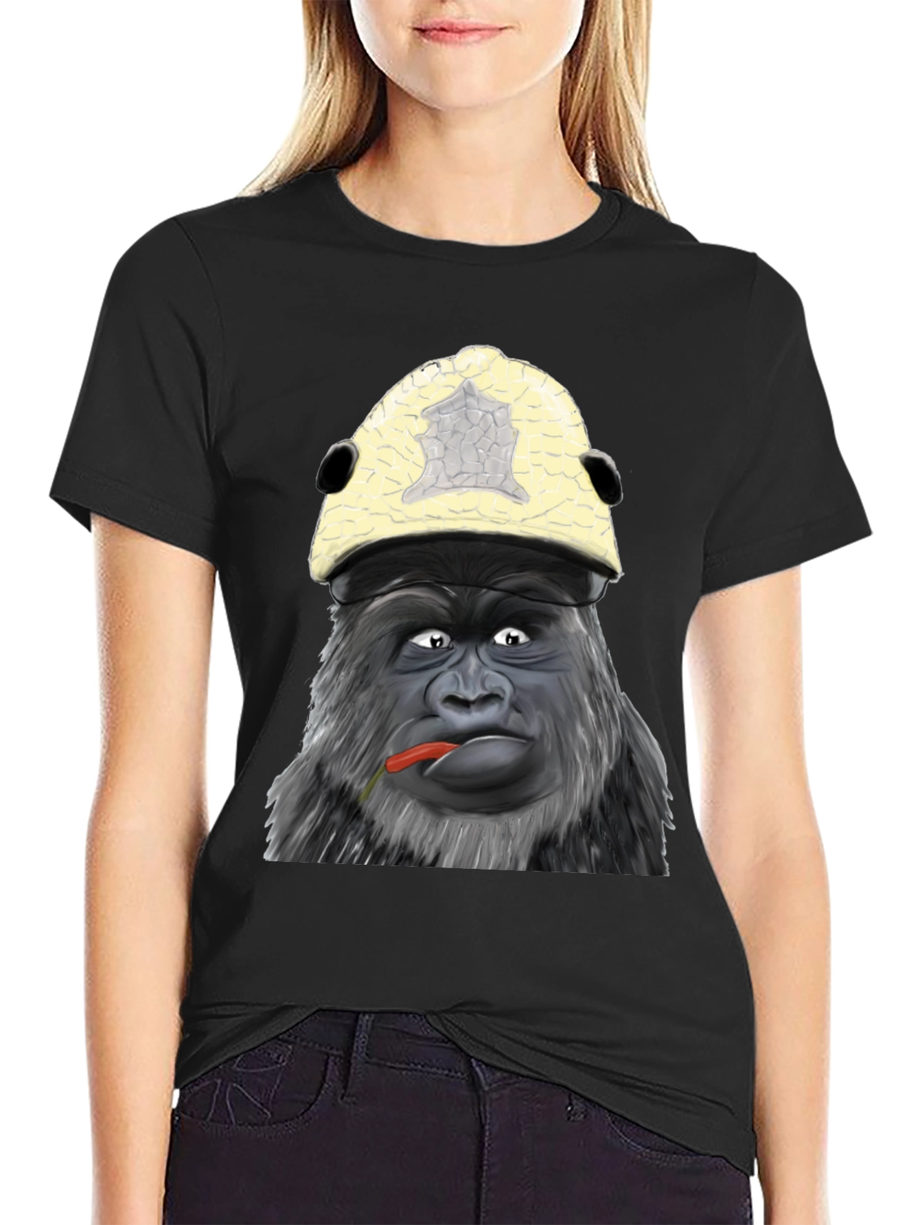 Black Funny Gorilla Graphic Tee - Unique Ape Design Shirt view 2