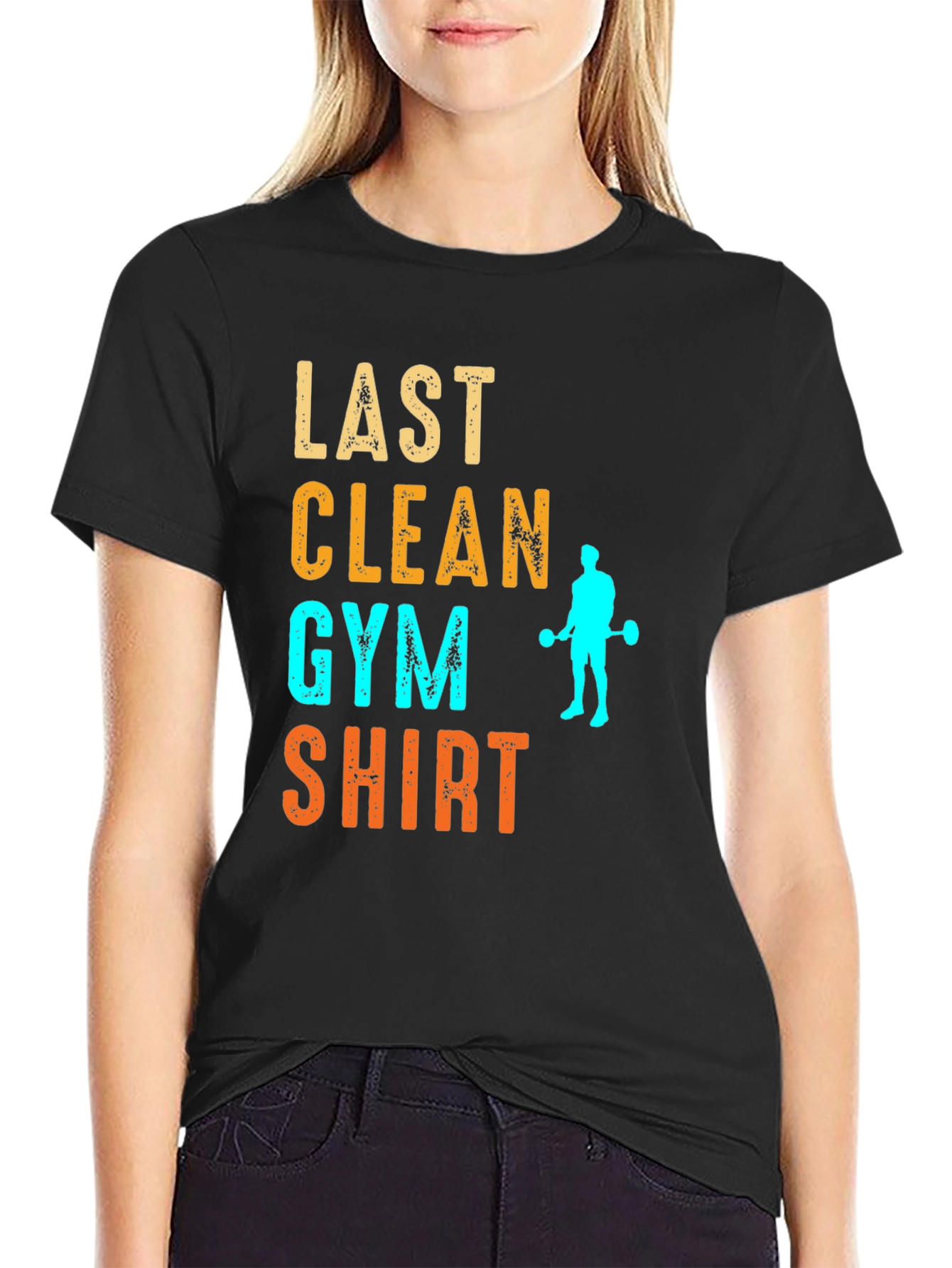 Black Last Clean Gym Shirt Funny Workout Tee view 2
