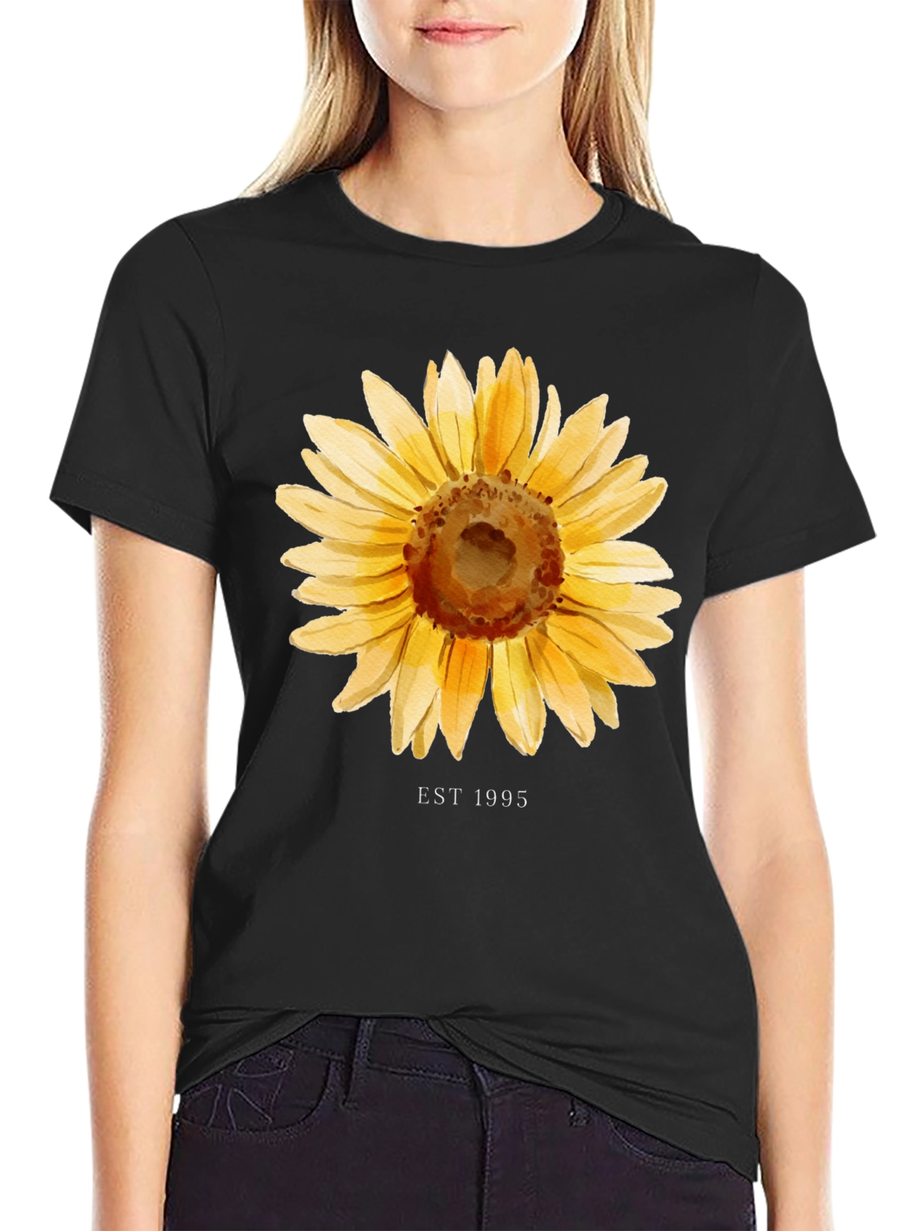 Black Sunflower EST 1995 Black T-Shirt view 2