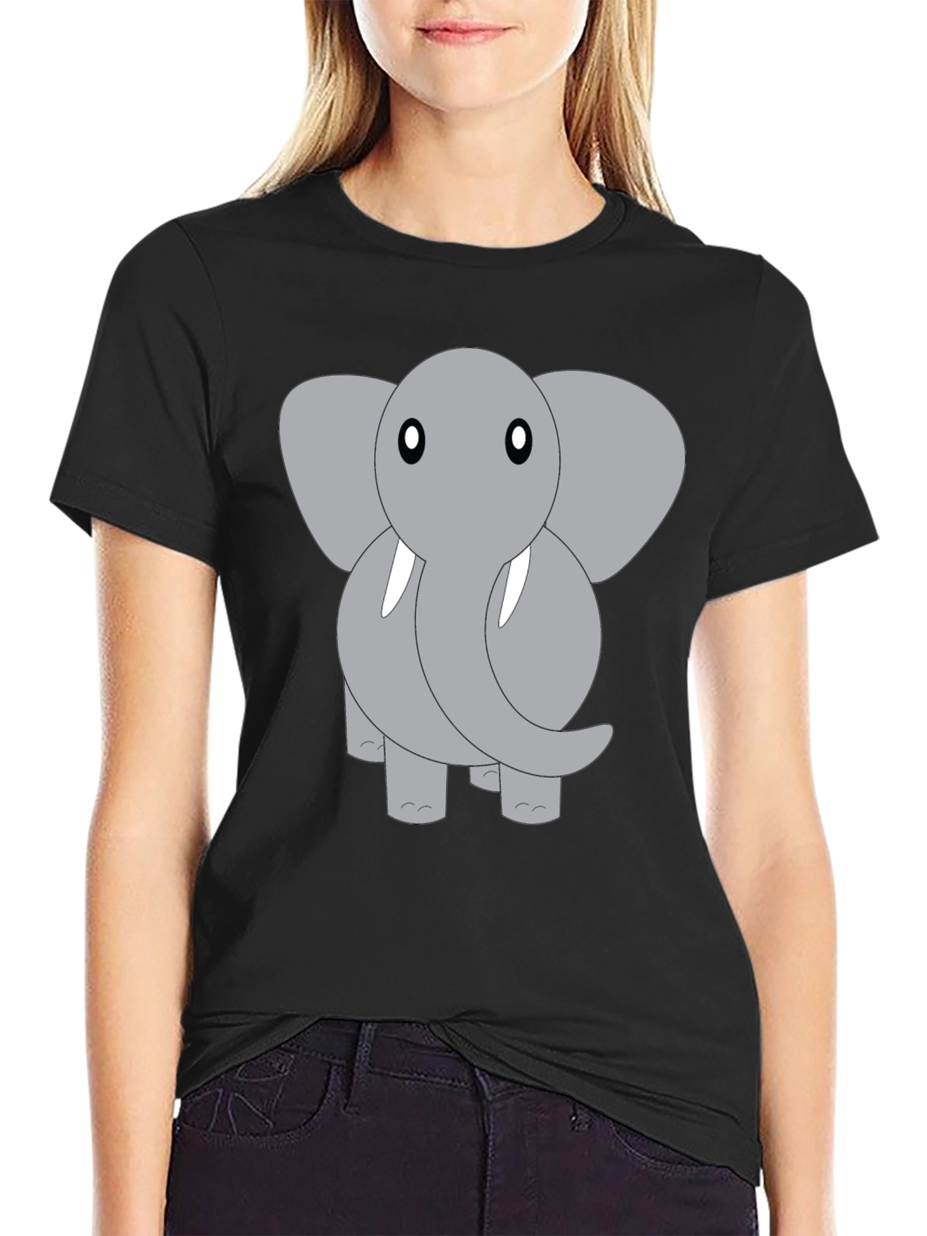 Black Elephant Graphic Tee - Cute Animal Design view 2