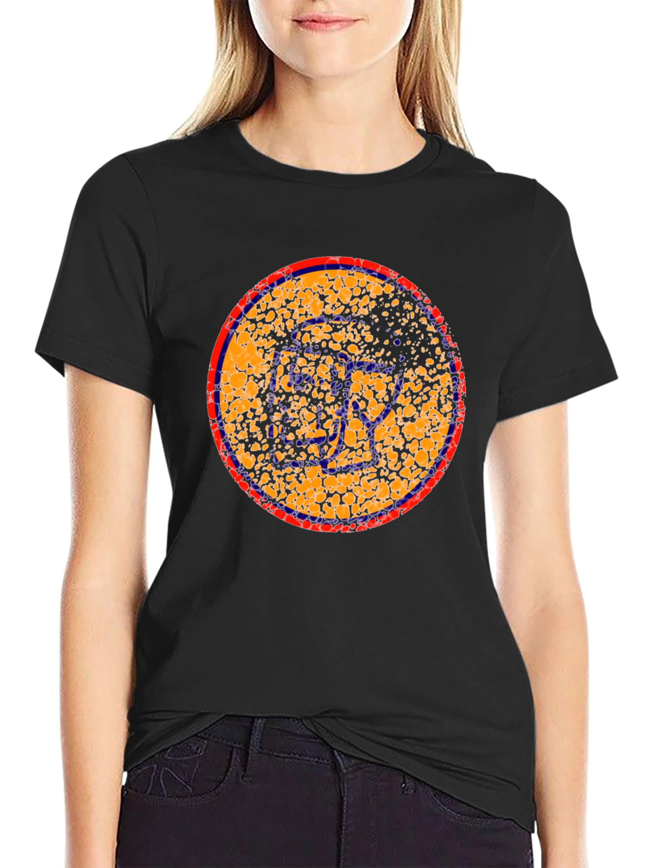 Black Abstract Circle Graphic Black T-Shirt view 2