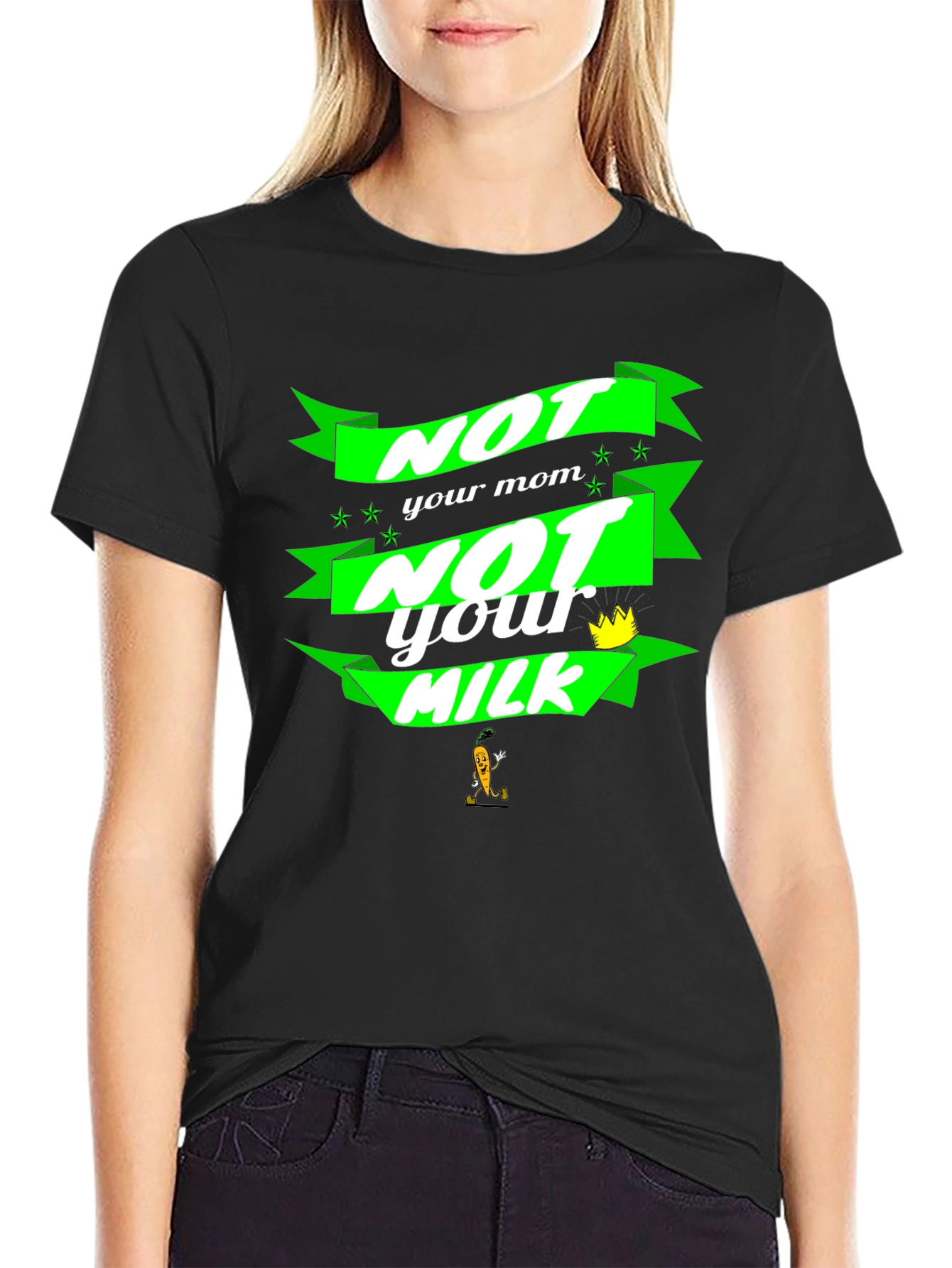 Black Not Your Mom, Not Your Milk Black T-Shirt view 2