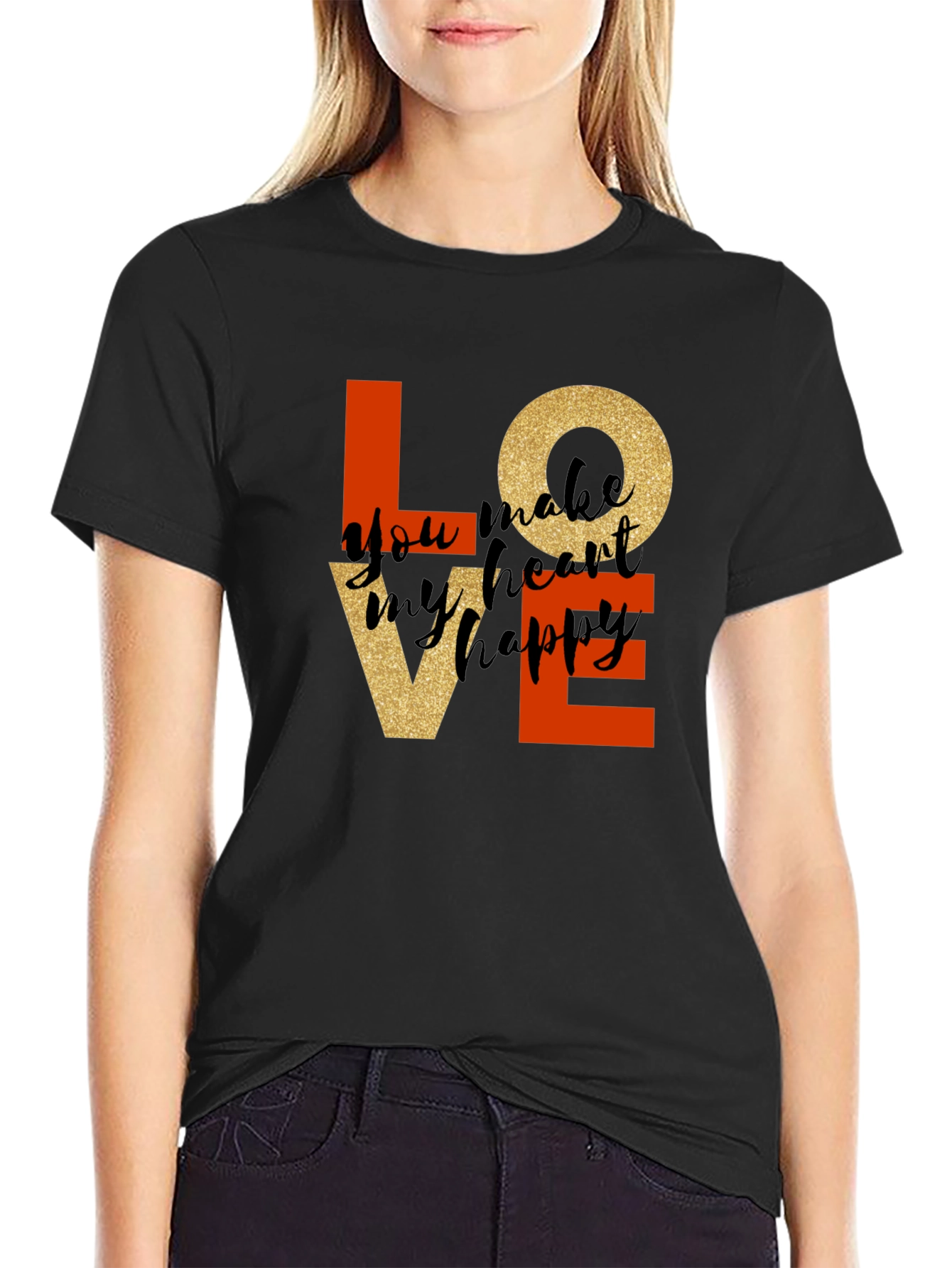 Black Love T-Shirt: You Make My Heart Happy view 2
