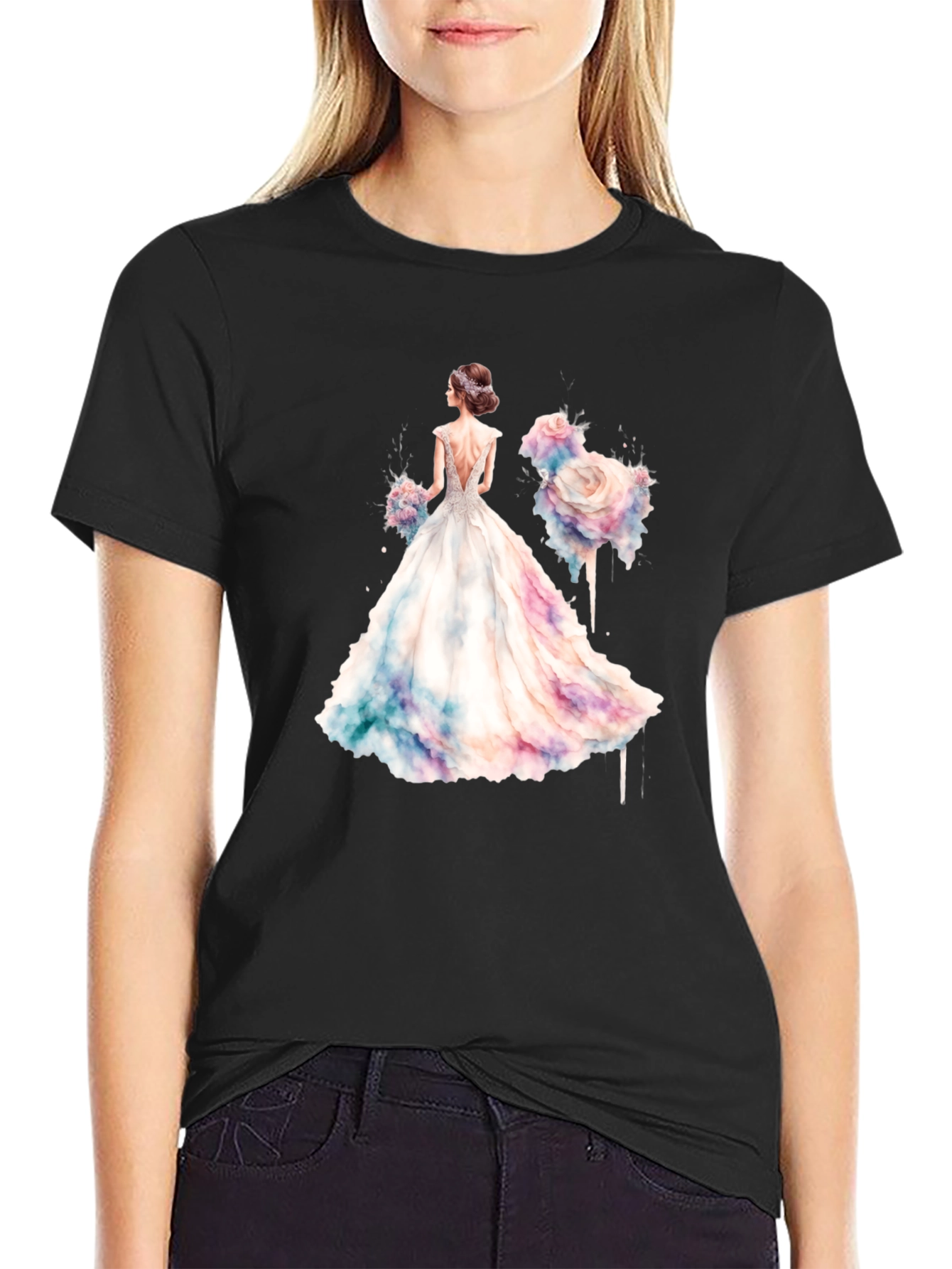 Black Elegant Bride T-Shirt view 2