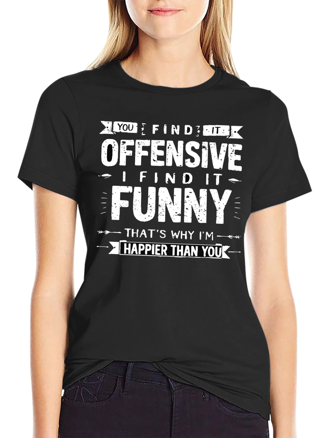 Black Offensive Funny Graphic Tee - Black view 2