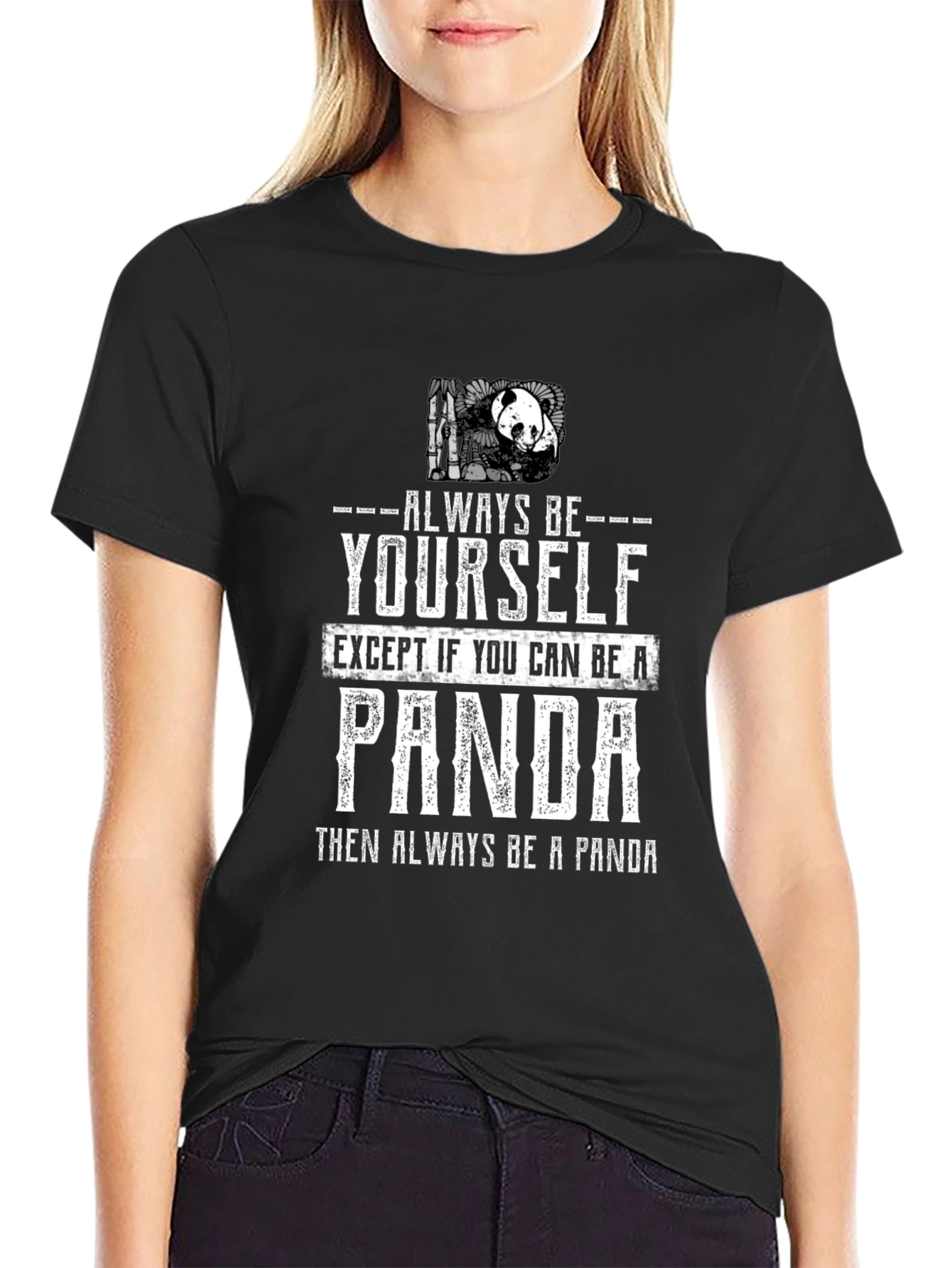 Black Always Be Yourself Panda T-Shirt view 2