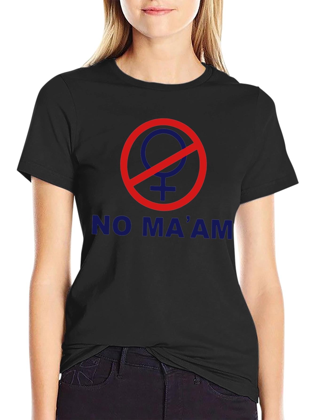 Black No Ma'am T-Shirt - Novelty Graphic Tee view 2