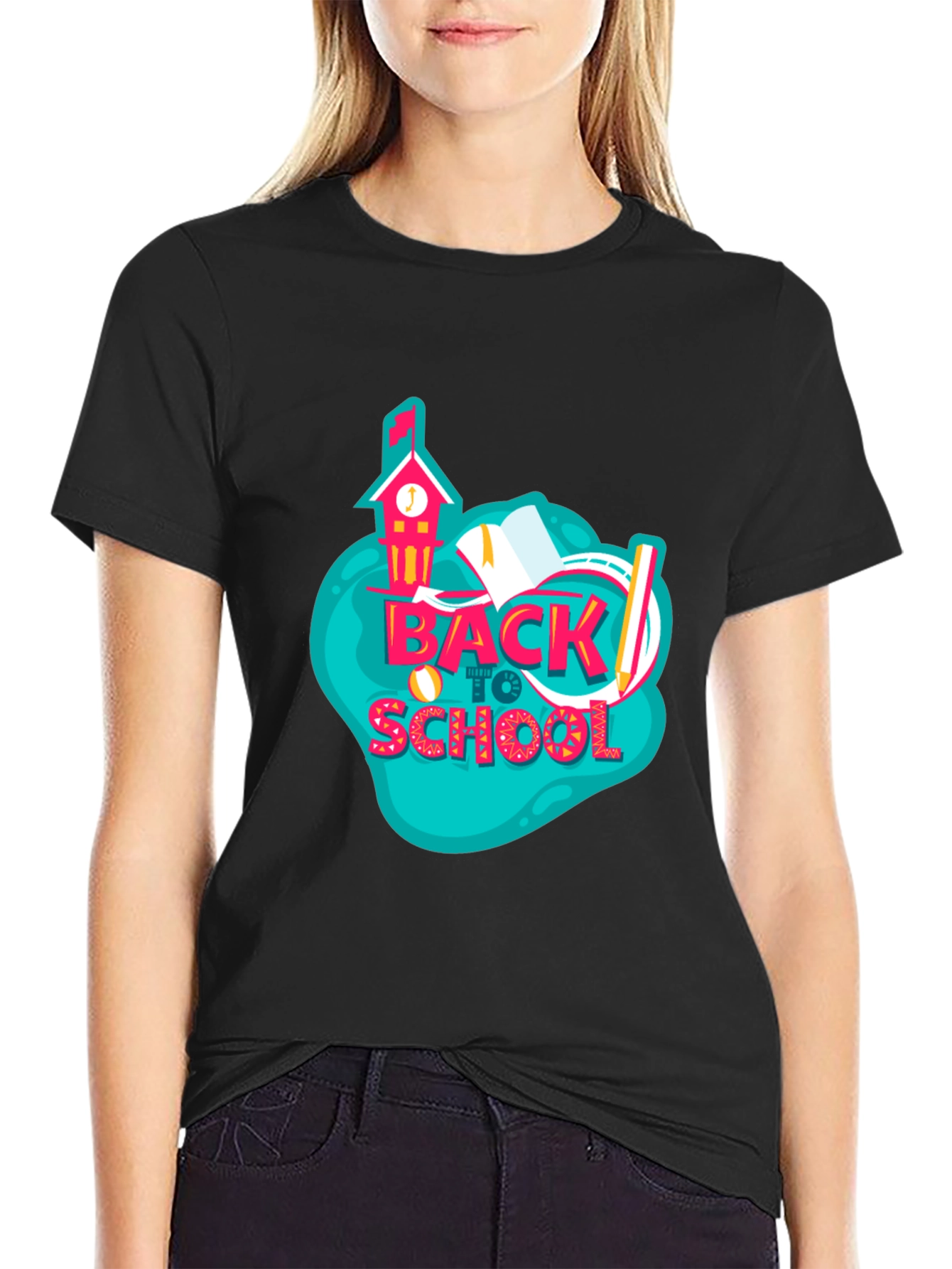 Black Back to School Graphic Black T-Shirt view 2