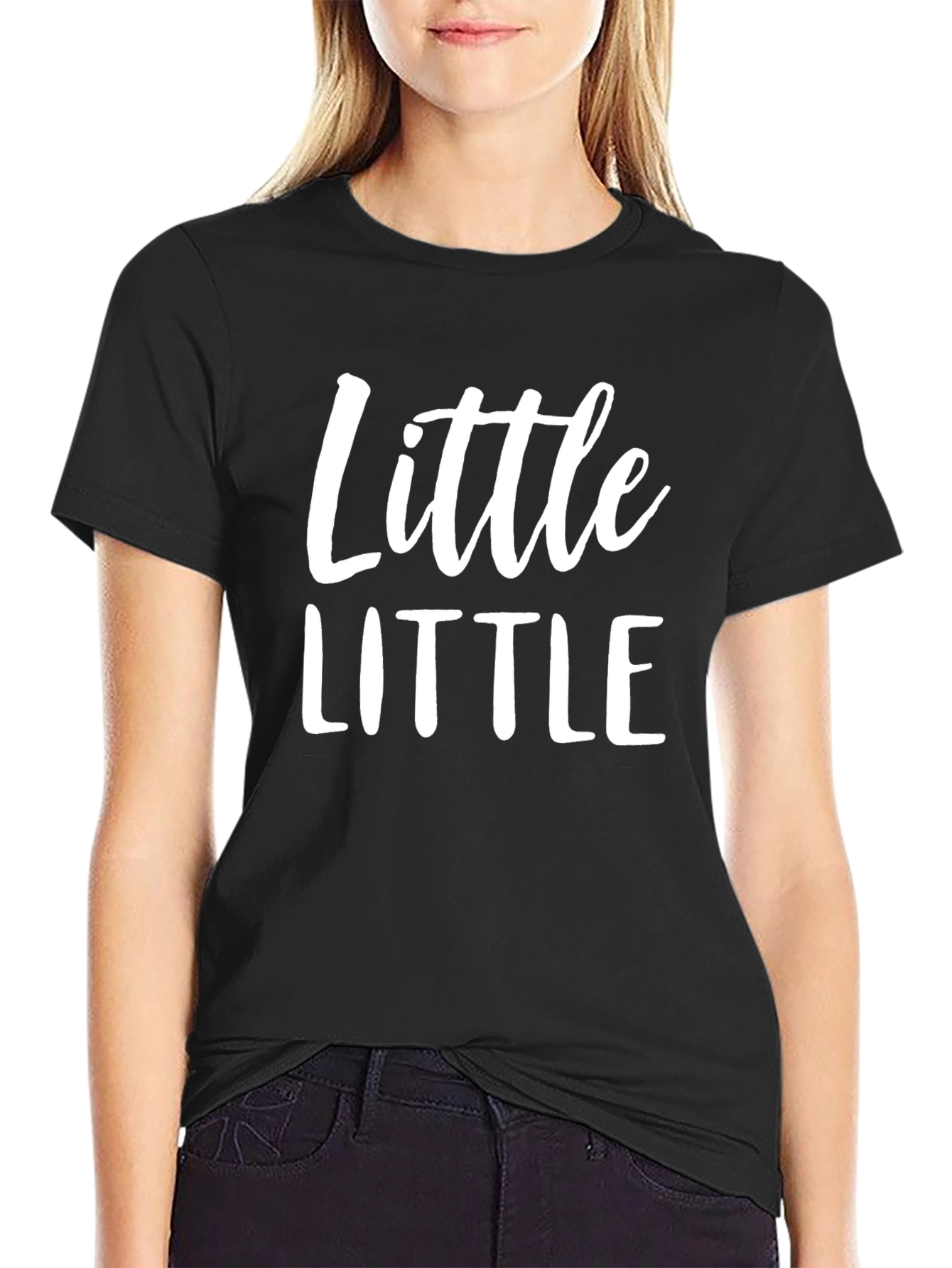 Black Little T-Shirt - Soft Cotton Crew Neck Tee view 2