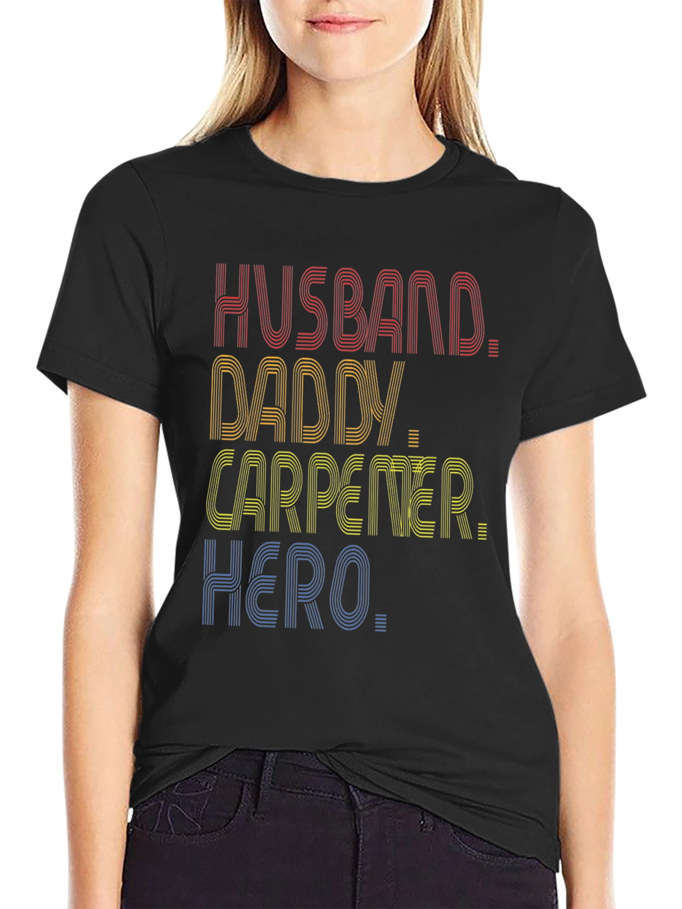 Black Husband Daddy Carpenter Hero T-Shirt view 2