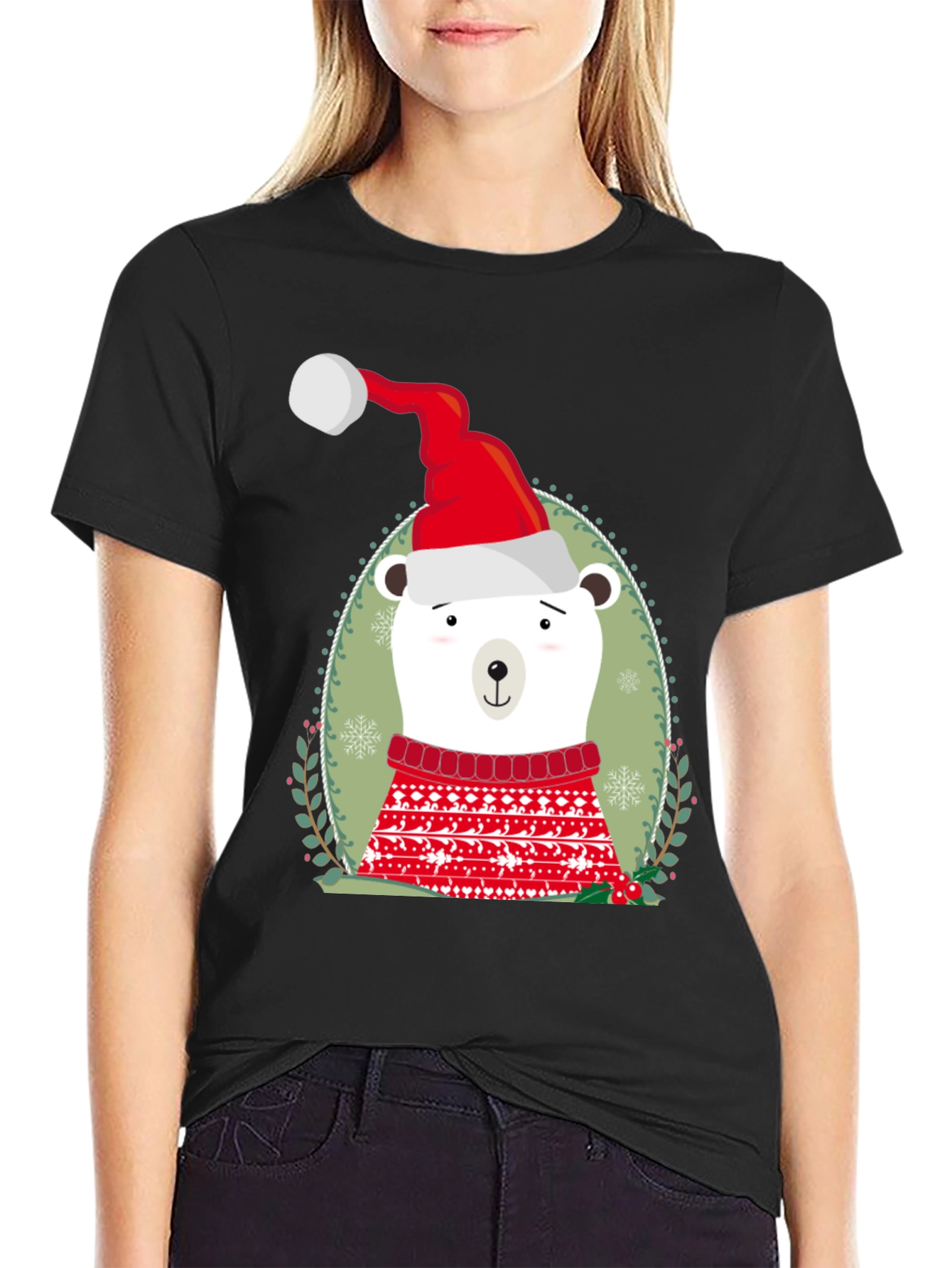 Black Holiday Polar Bear Graphic Tee view 2