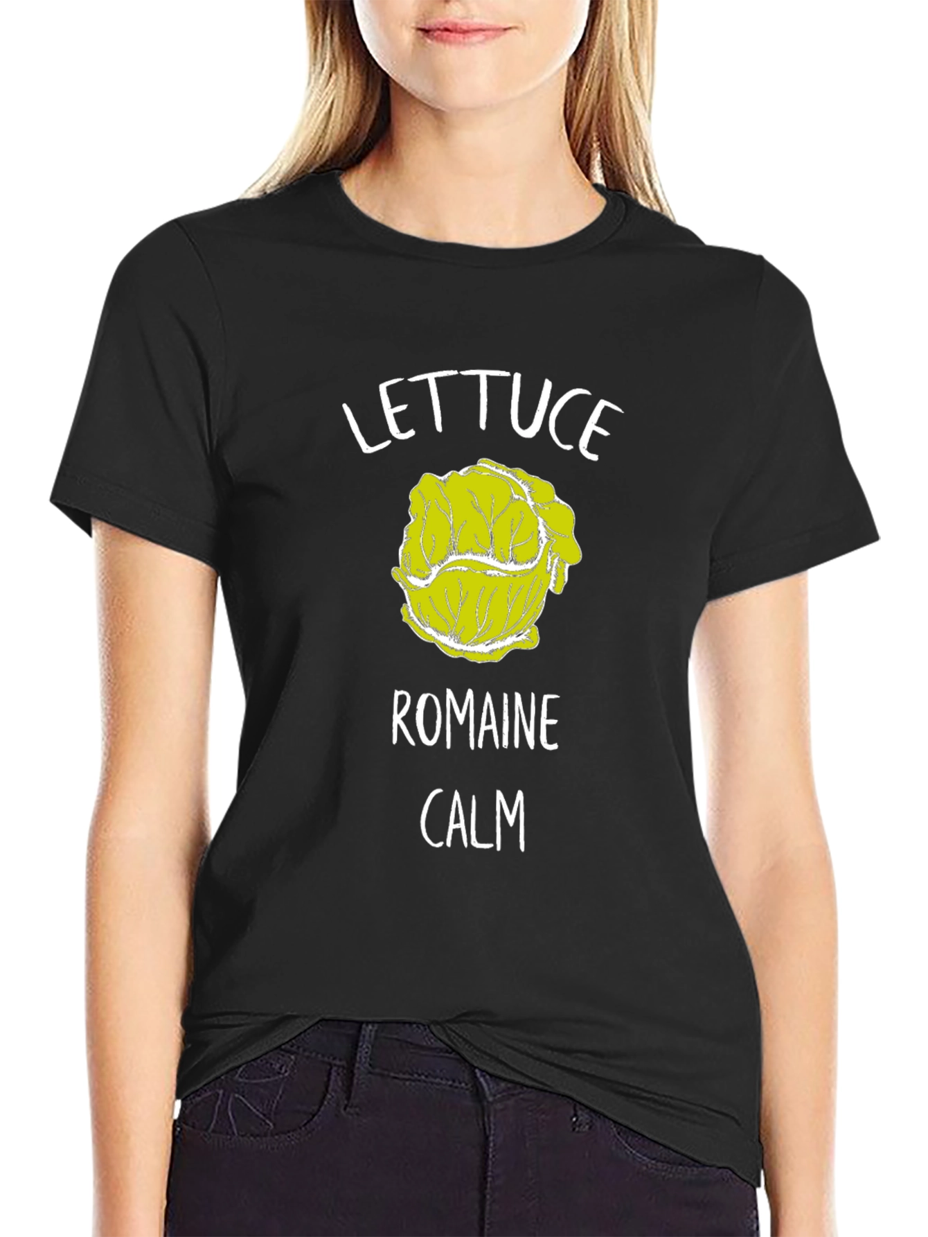 Black Lettuce Romaine Calm T-Shirt Funny Graphic Tee view 2