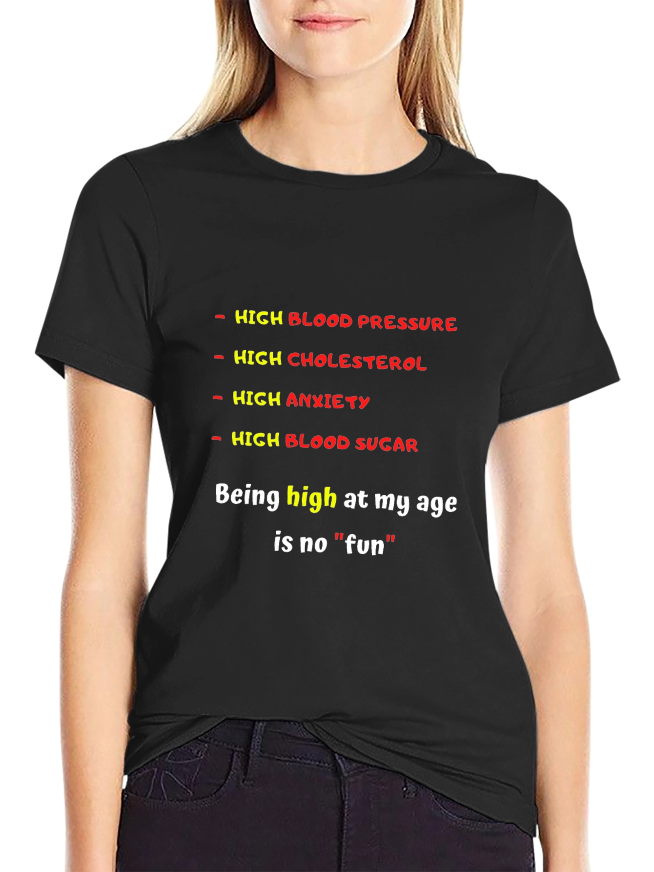 Black Funny High Medical Condition Graphic T-Shirt view 2