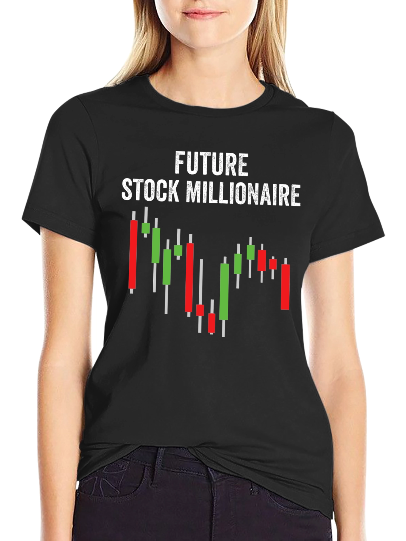 Black Future Stock Millionaire Graphic Tee - Black Cotton Blend view 2