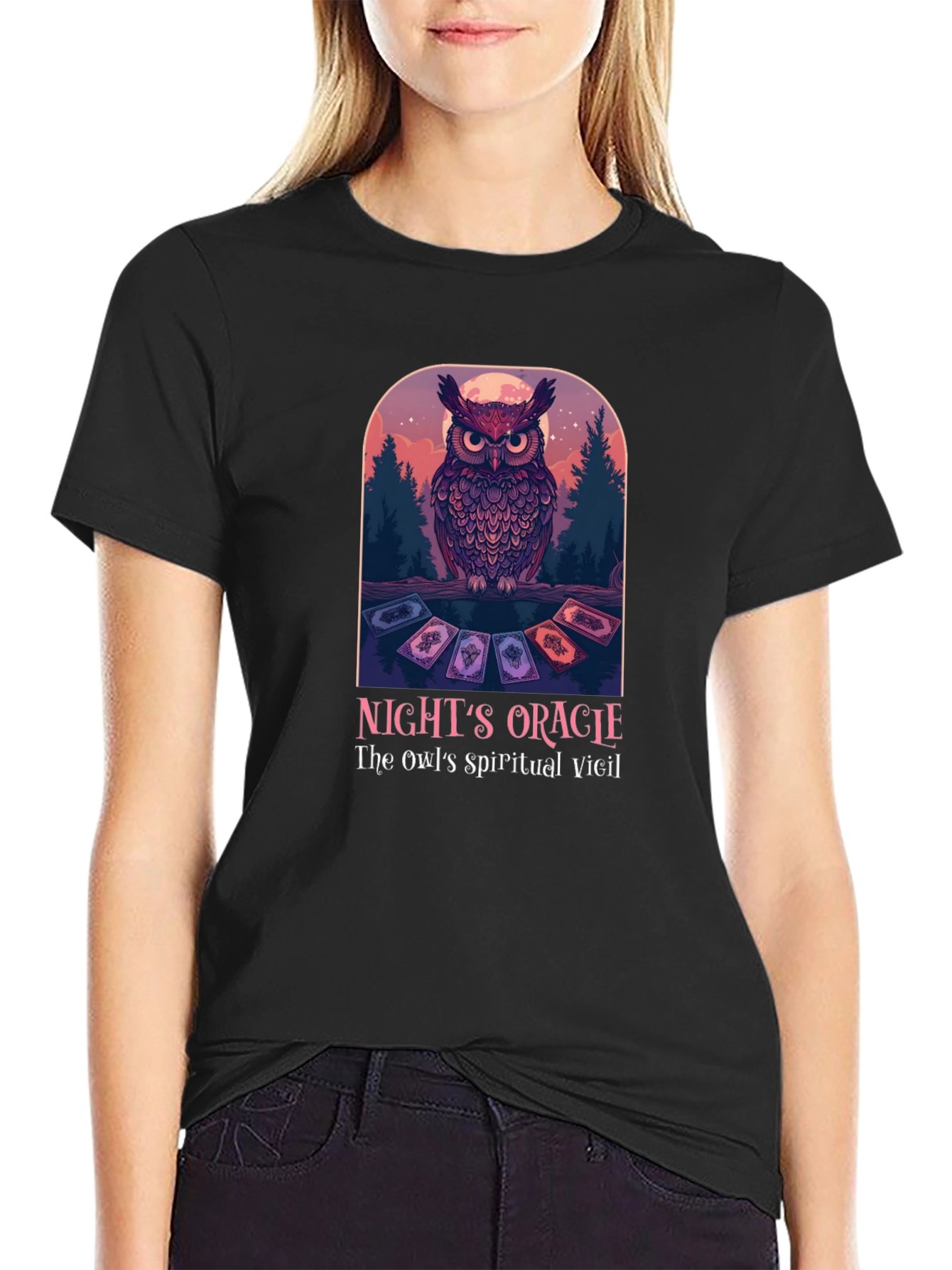 Black Night's Oracle Owl Graphic T-Shirt view 2