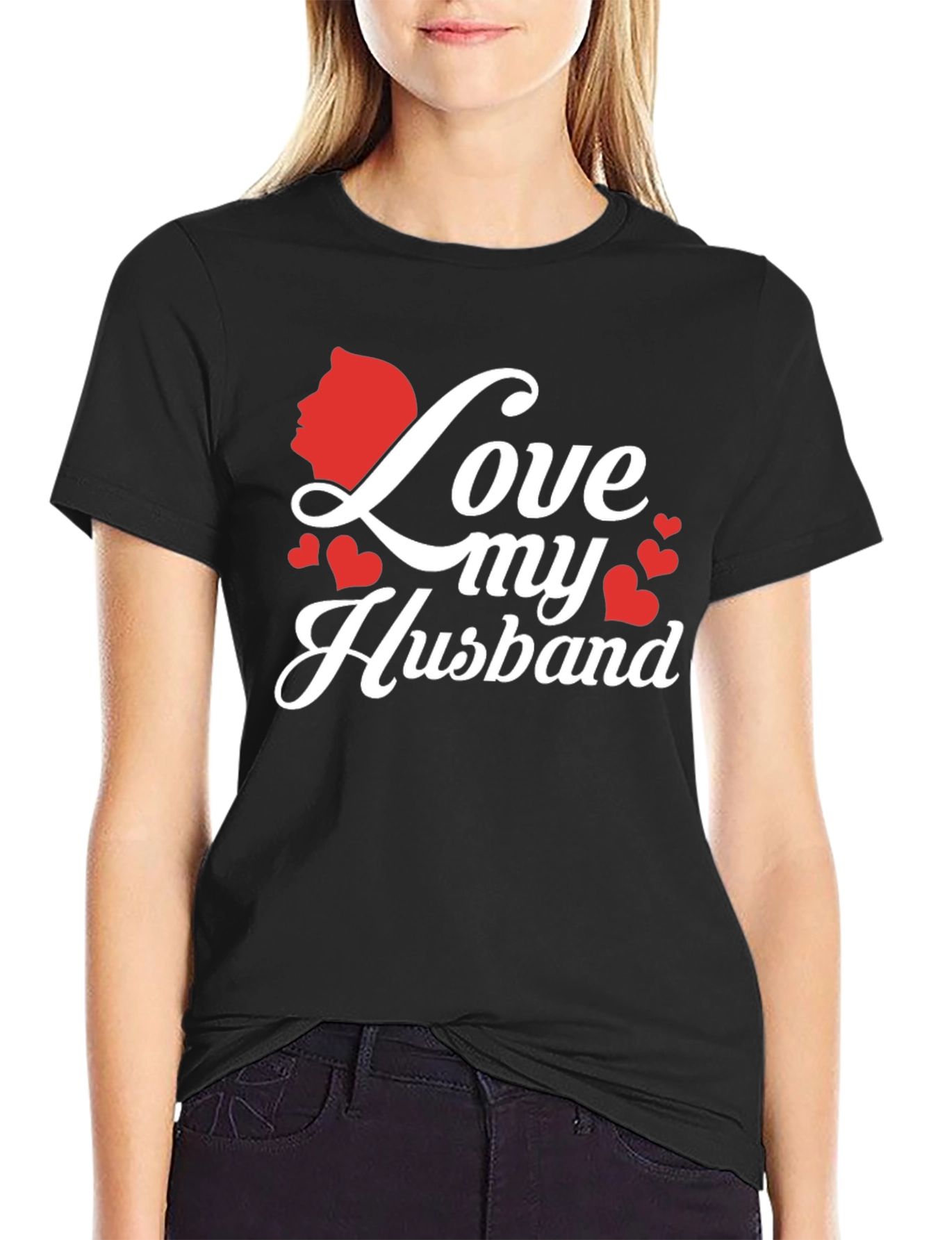 Black Love My Husband Graphic Tee - Black view 2