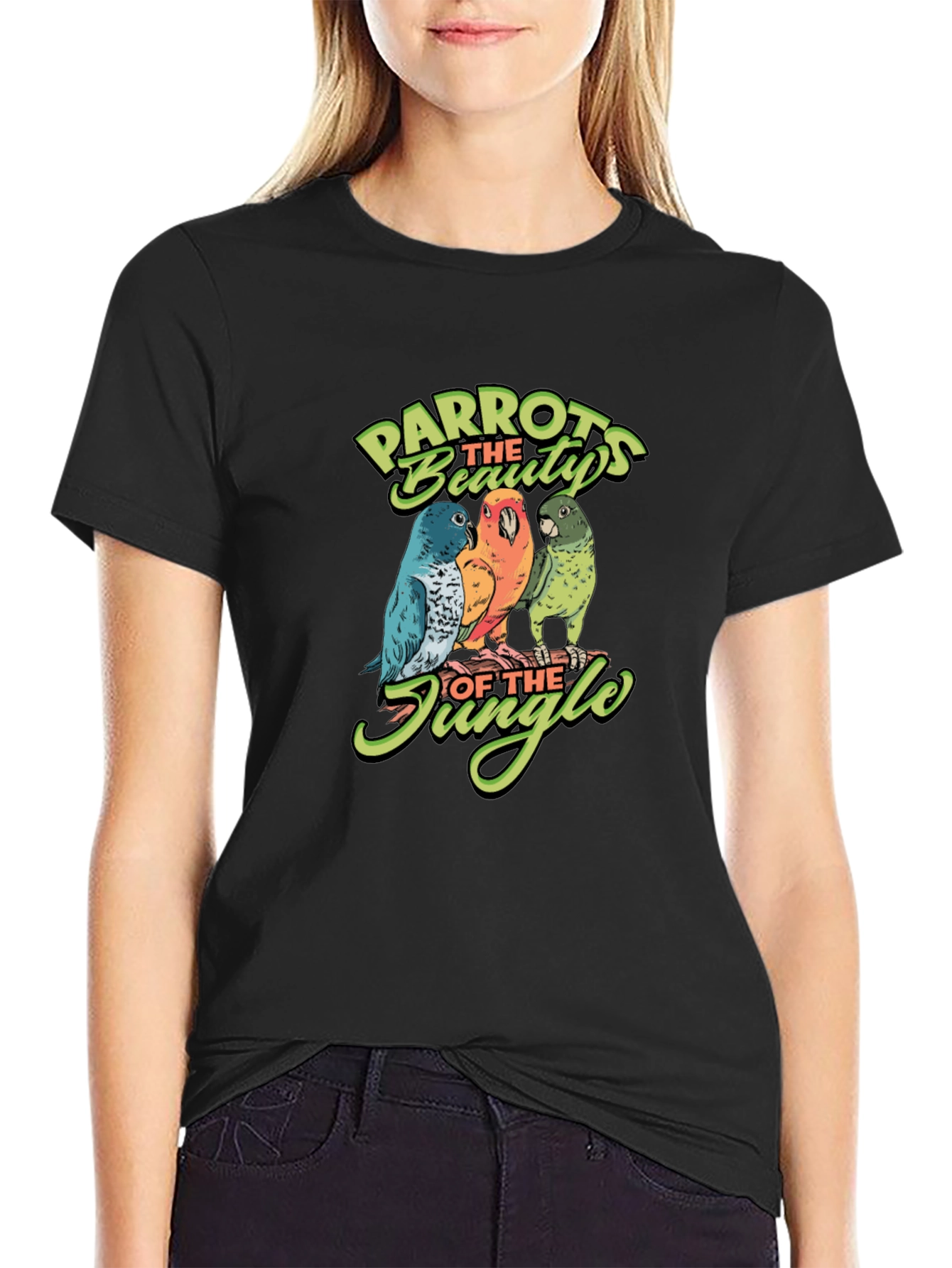Black Parrots of the Jungle Graphic Tee view 2