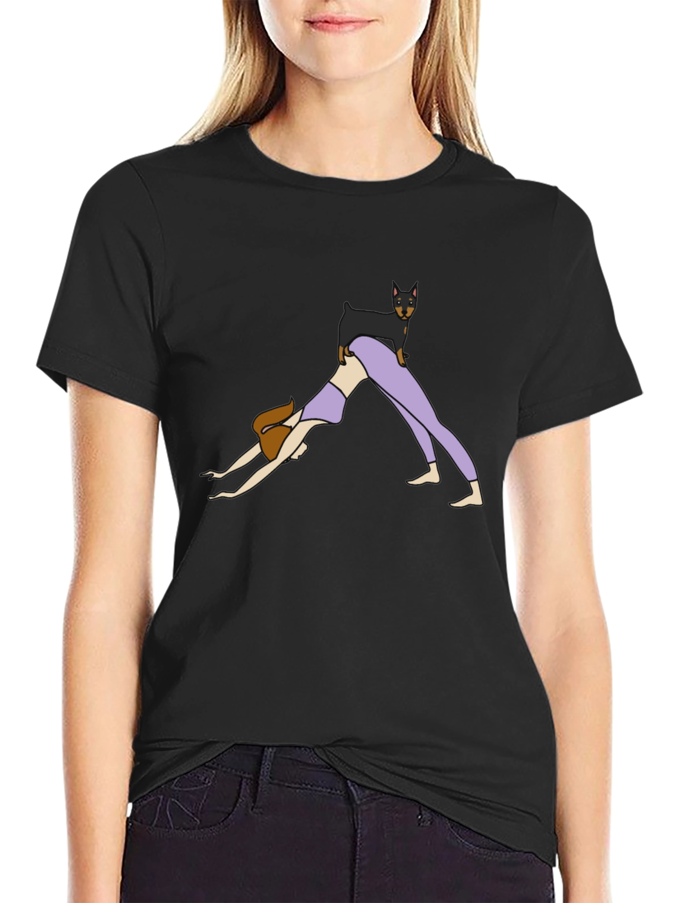 Black Yoga Dog T-Shirt view 2