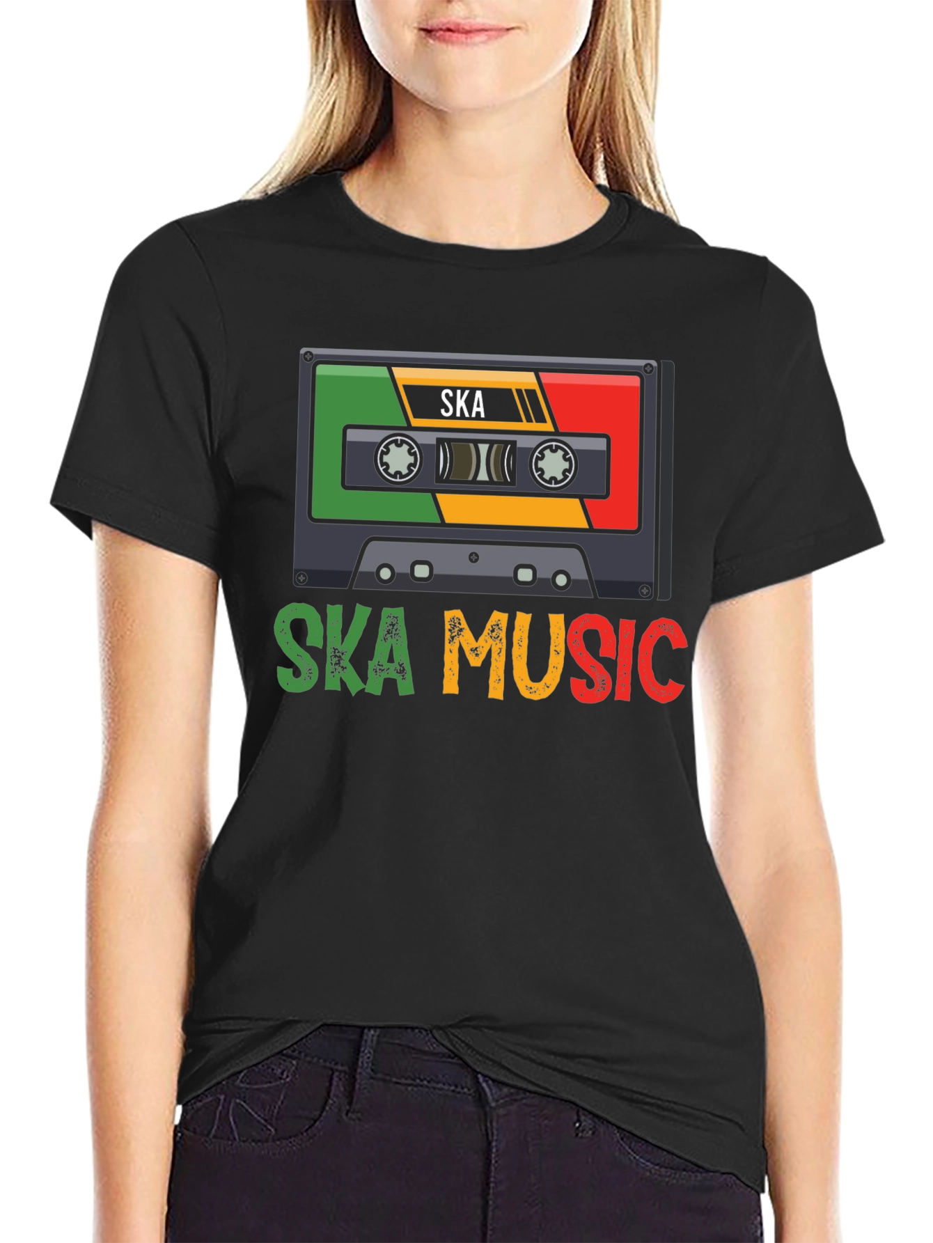 Black Ska Music Cassette T-Shirt view 2