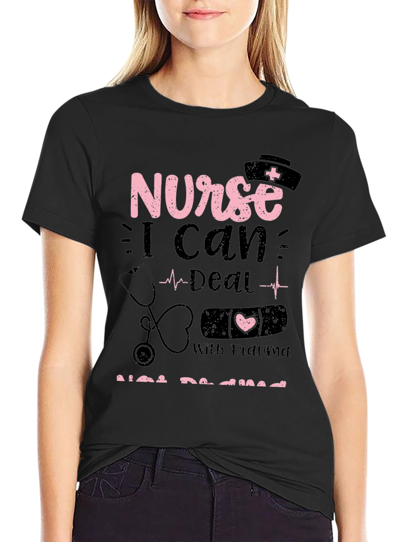 Black Nurse Trauma T-Shirt: I Can Deal With Trauma view 2