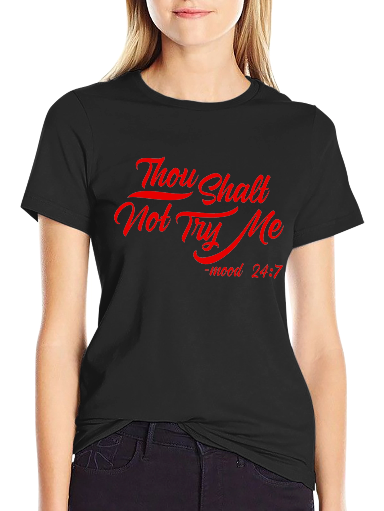 Black Thou Shalt Not Try Me Graphic Tee - Black view 2