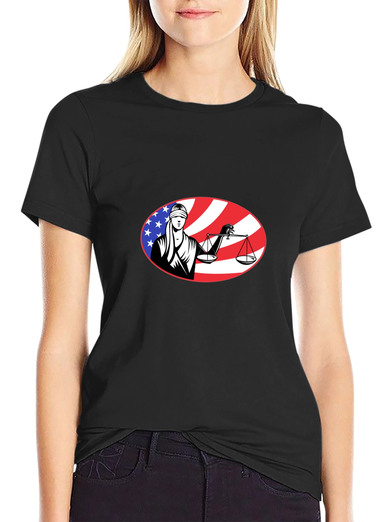 Scales of Justice American Flag T-Shirt - 2
