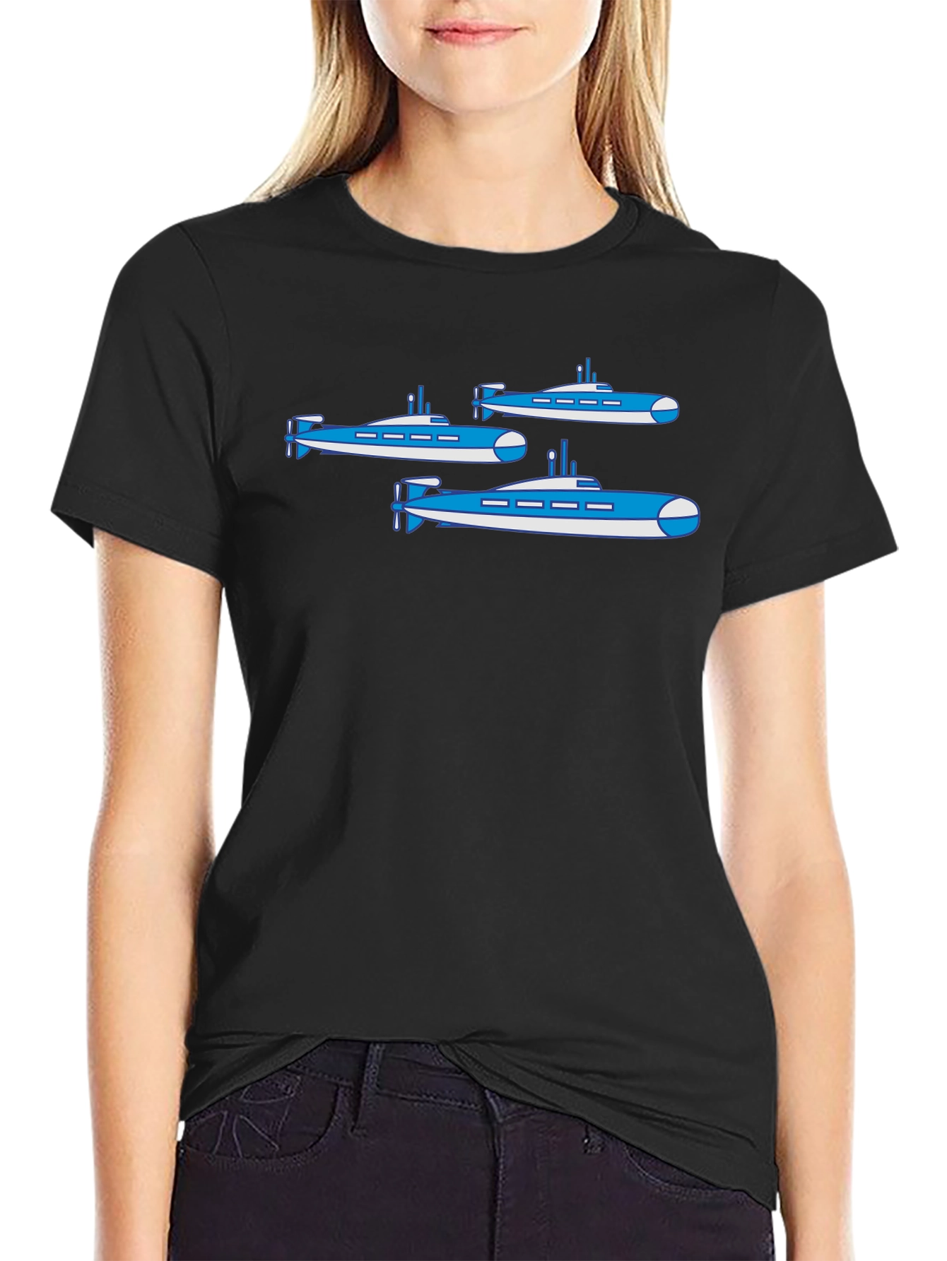 Black Submarine T-Shirt - Novelty Graphic Tee view 2