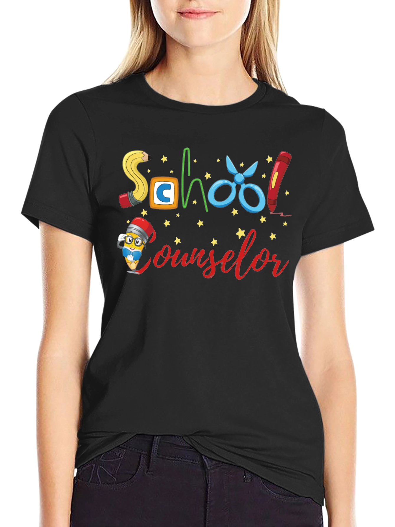 Black School Counselor Graphic Tee view 2