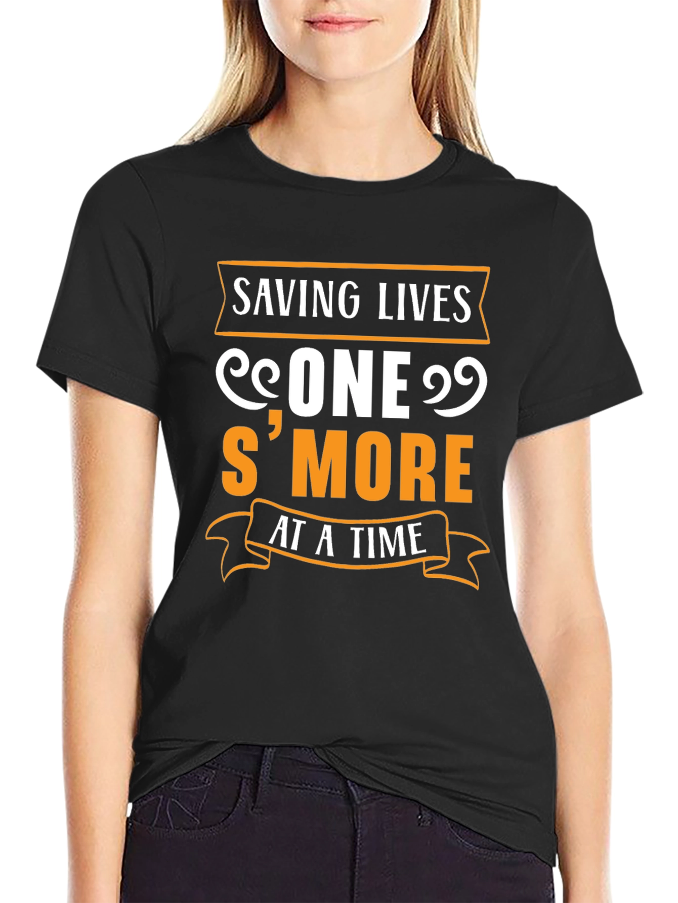 Black Saving Lives S'more Funny T-Shirt view 2