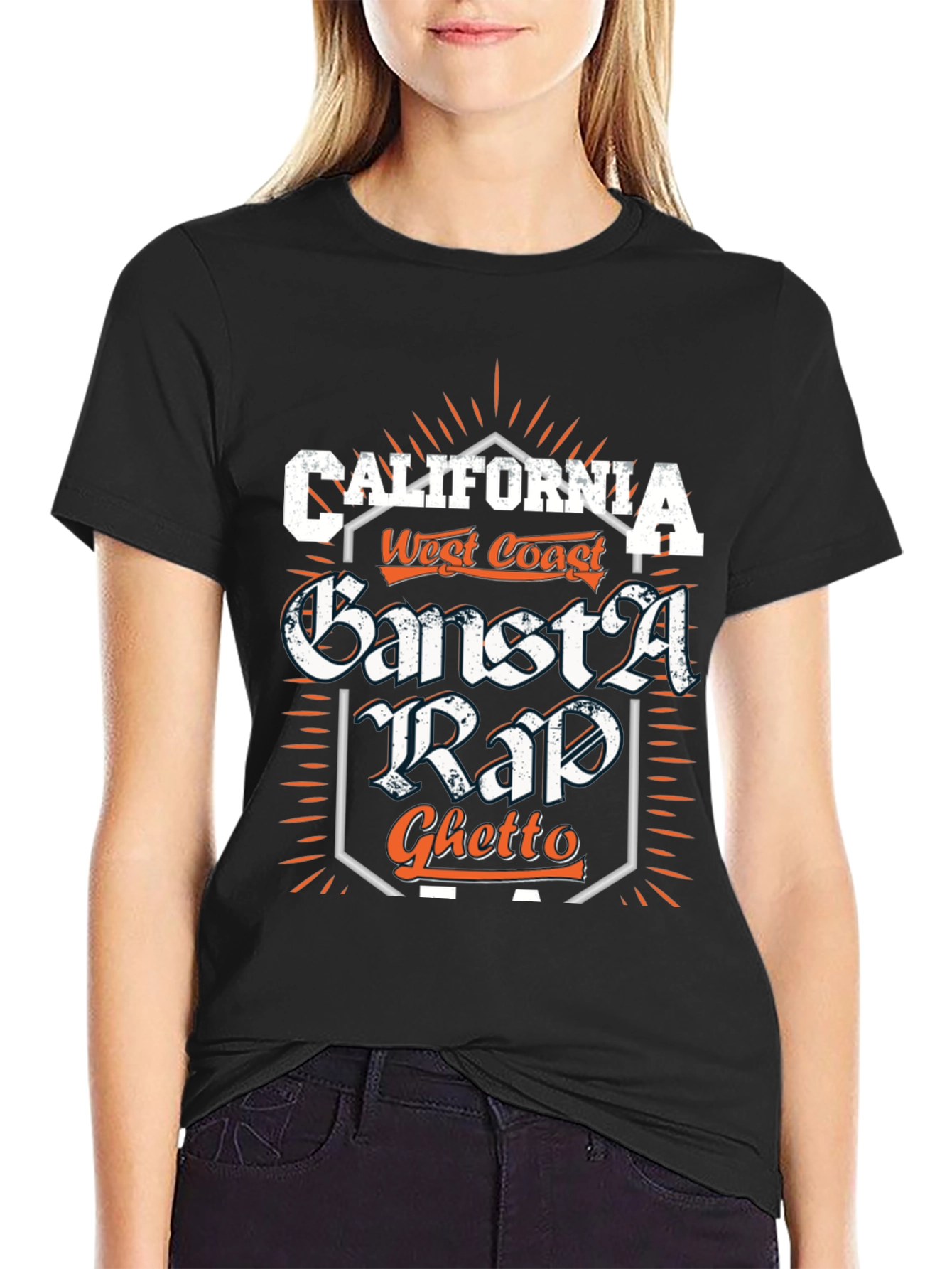 Black California Gangsta Rap T-Shirt view 2