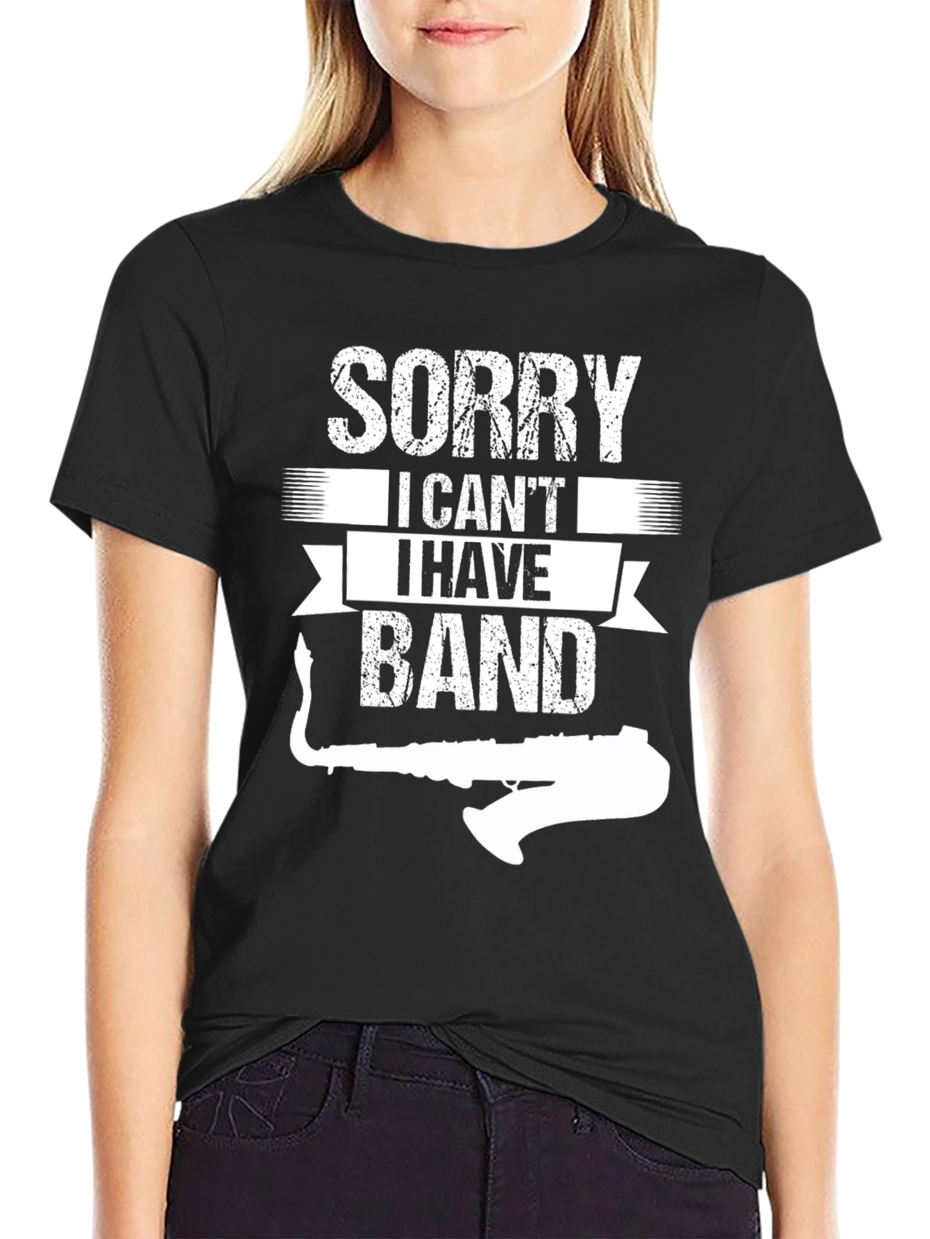 Black Sorry I Can't I Have Band T-Shirt view 2