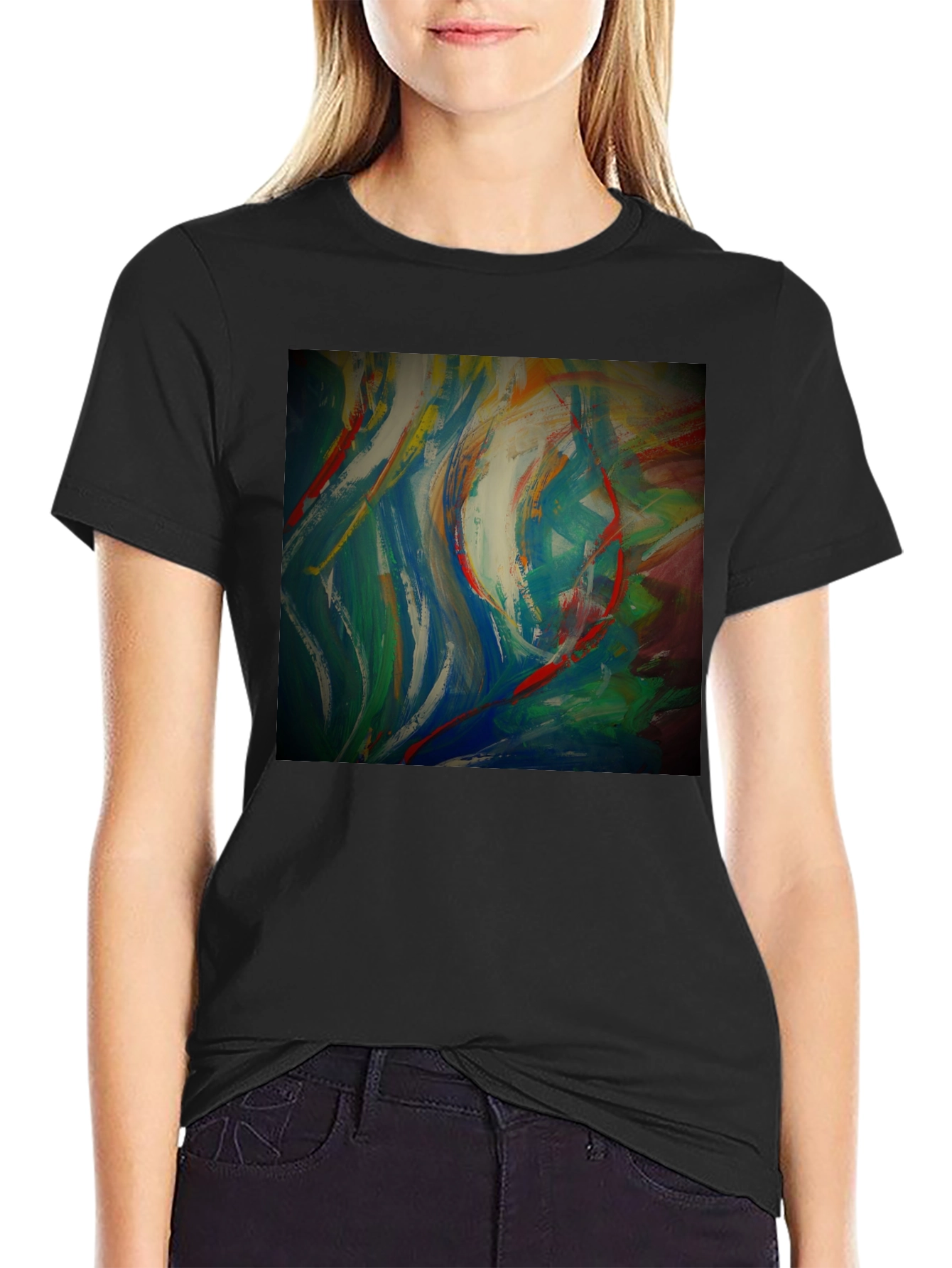 Black Abstract Art Graphic Tee - Modern Style view 2