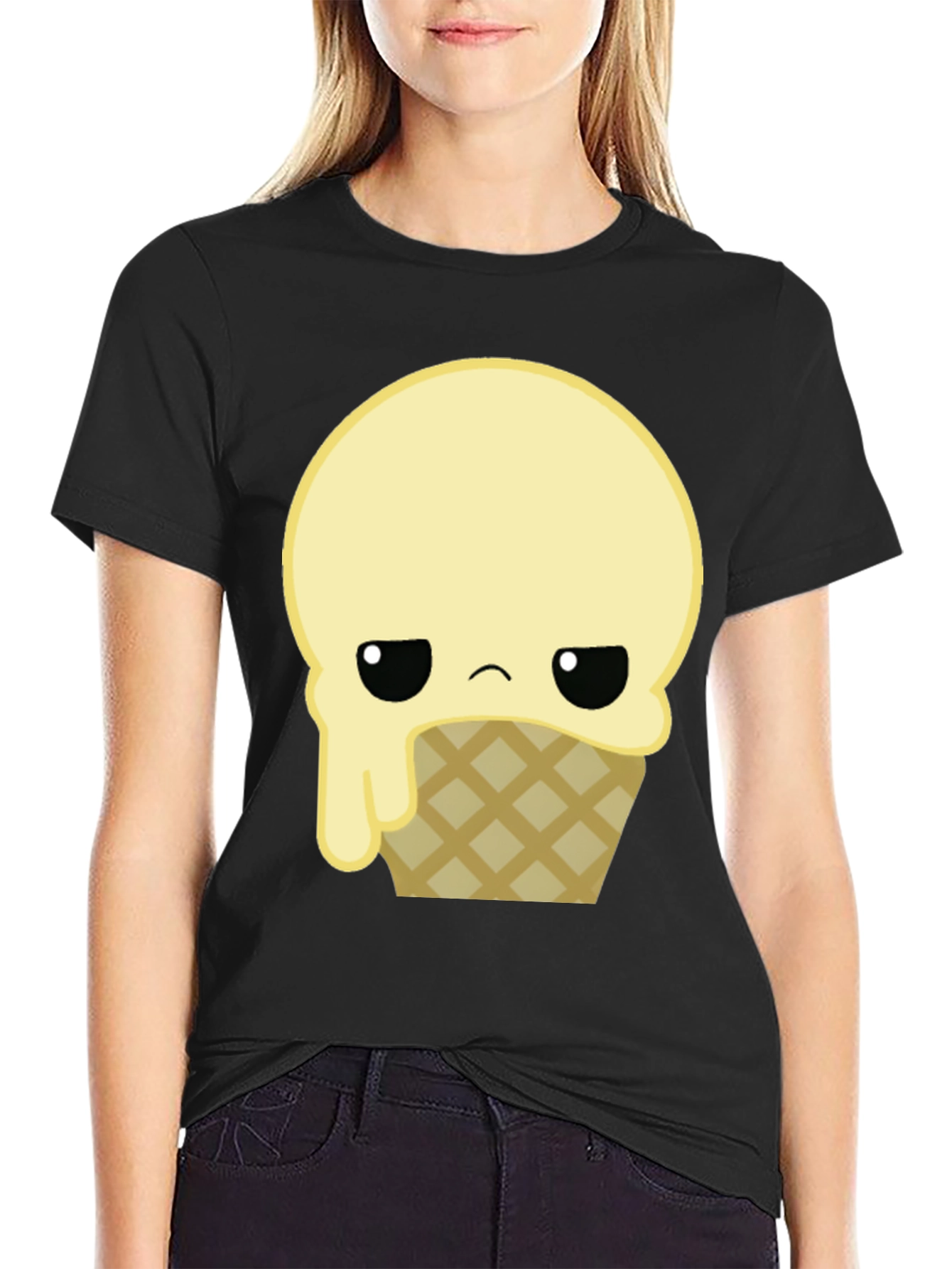 Black Sad Ice Cream Graphic T-Shirt view 2