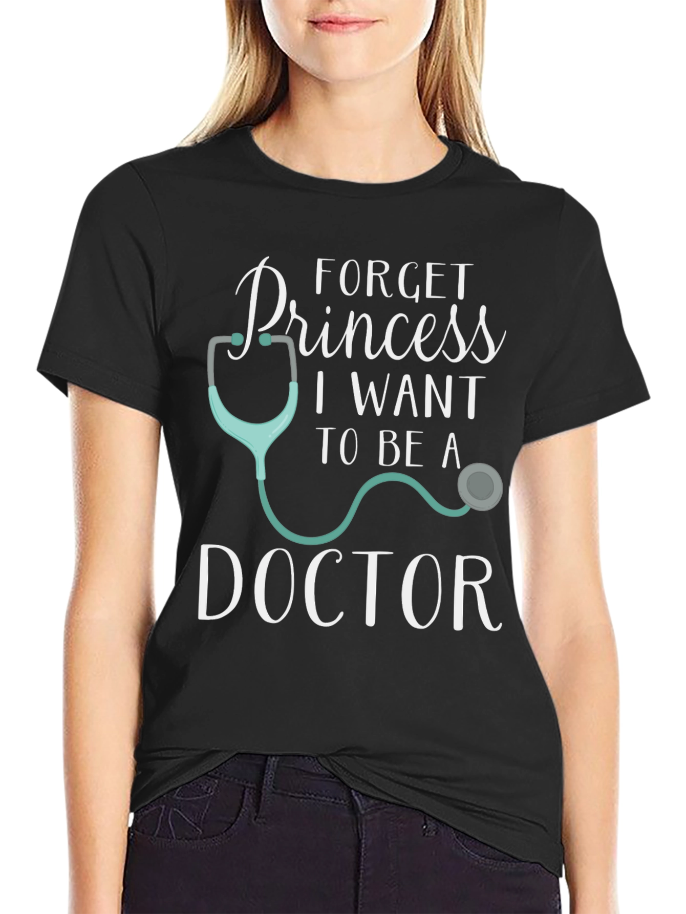 Black Forget Princess Doctor T-Shirt view 2