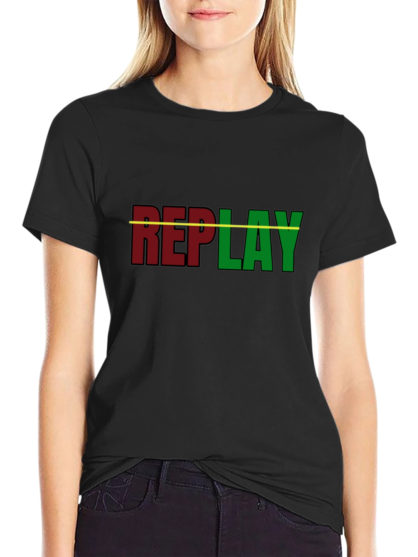Black Replay Graphic T-Shirt - Black Cotton Tee view 2
